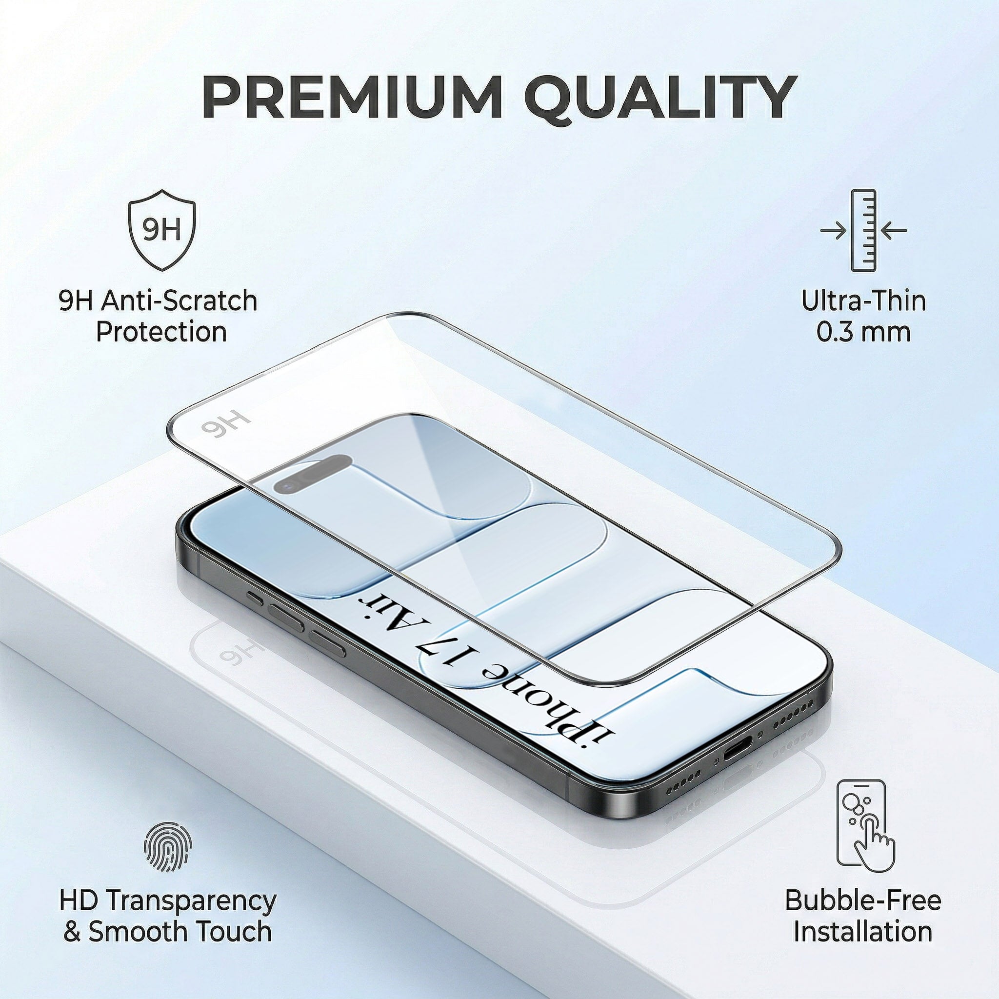For Apple iPhone 17 Air Combo with Back Cover and 9H Tempered Glass (Textured Grip Design | Micro-Fiber Cloth Inside | Oleophobic Coating Screen Glass)