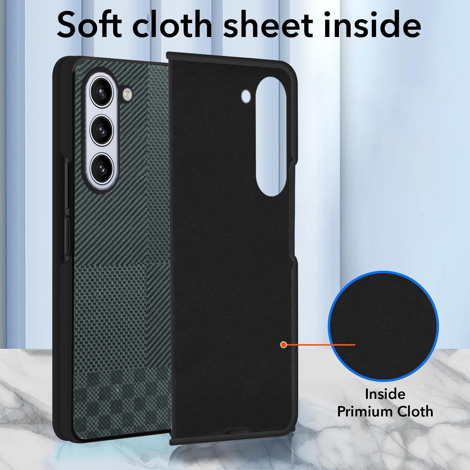 For Samsung Galaxy Z Fold 5 5G Back Flip Case Cover (Craft Printed Design | Hybrid Texture | Inside Microfiber Cloth)