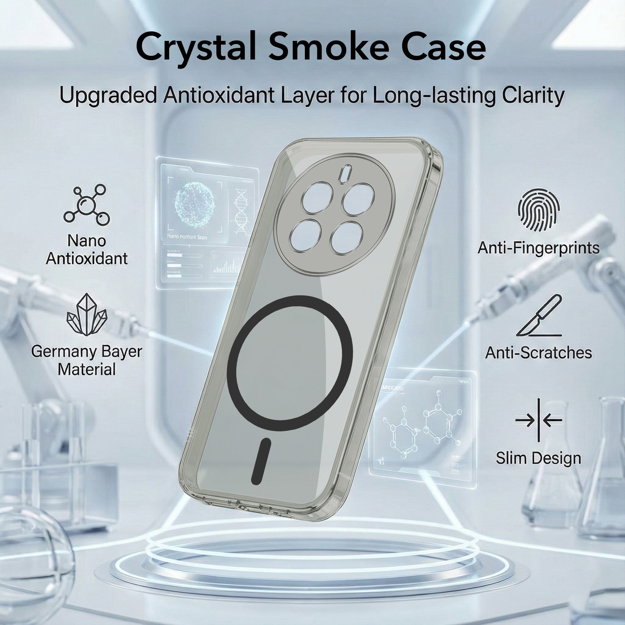 For Realme Narzo 70 5G Back Cover Case Lifetime Anti-Yellow MagSafe Compatible Clear (Sleek Hard Crystal | Shockproof and Camera Protection)