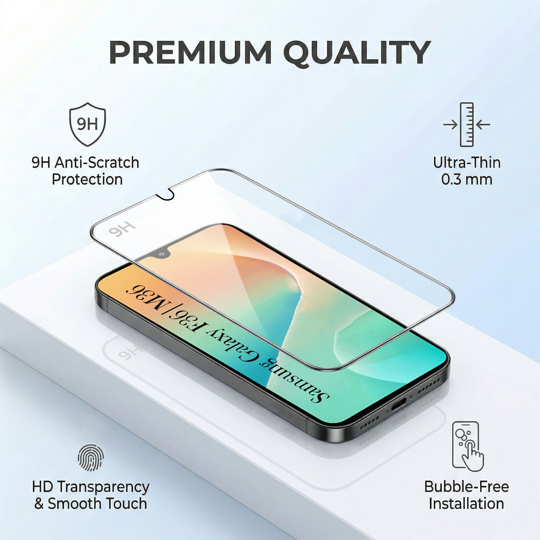 For Samsung Galaxy M36 | Samsung Galaxy F36 Combo with Back Cover and 9H Tempered Glass (Liquid Silicone | Camera Protection | Oleophobic Coating Screen Glass)