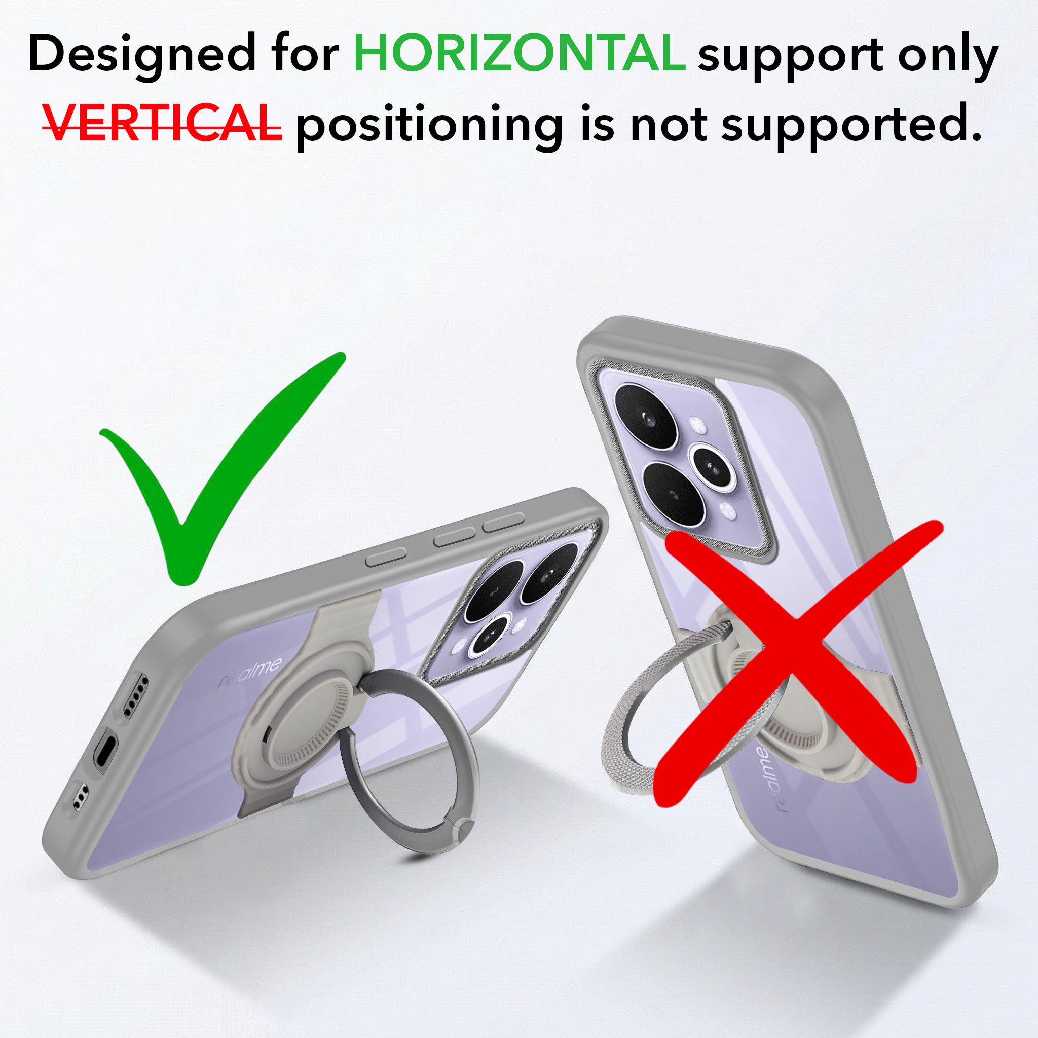 For Realme 15 Pro Back Cover Case with stand (Built-in Ring Holder Kickstand | Lifetime Anti Yellow | Camera Protection)