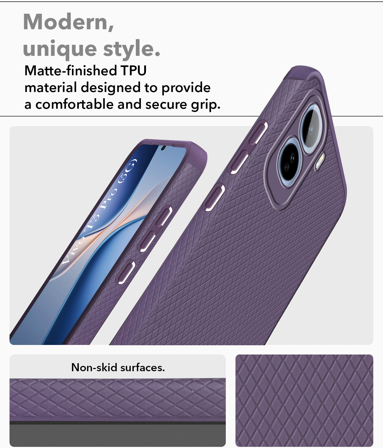 For Vivo T5 Pro 5G Back Cover Case Liquid Silicone (Camera Protection | Side Grip Texture | Soft and Flexible)