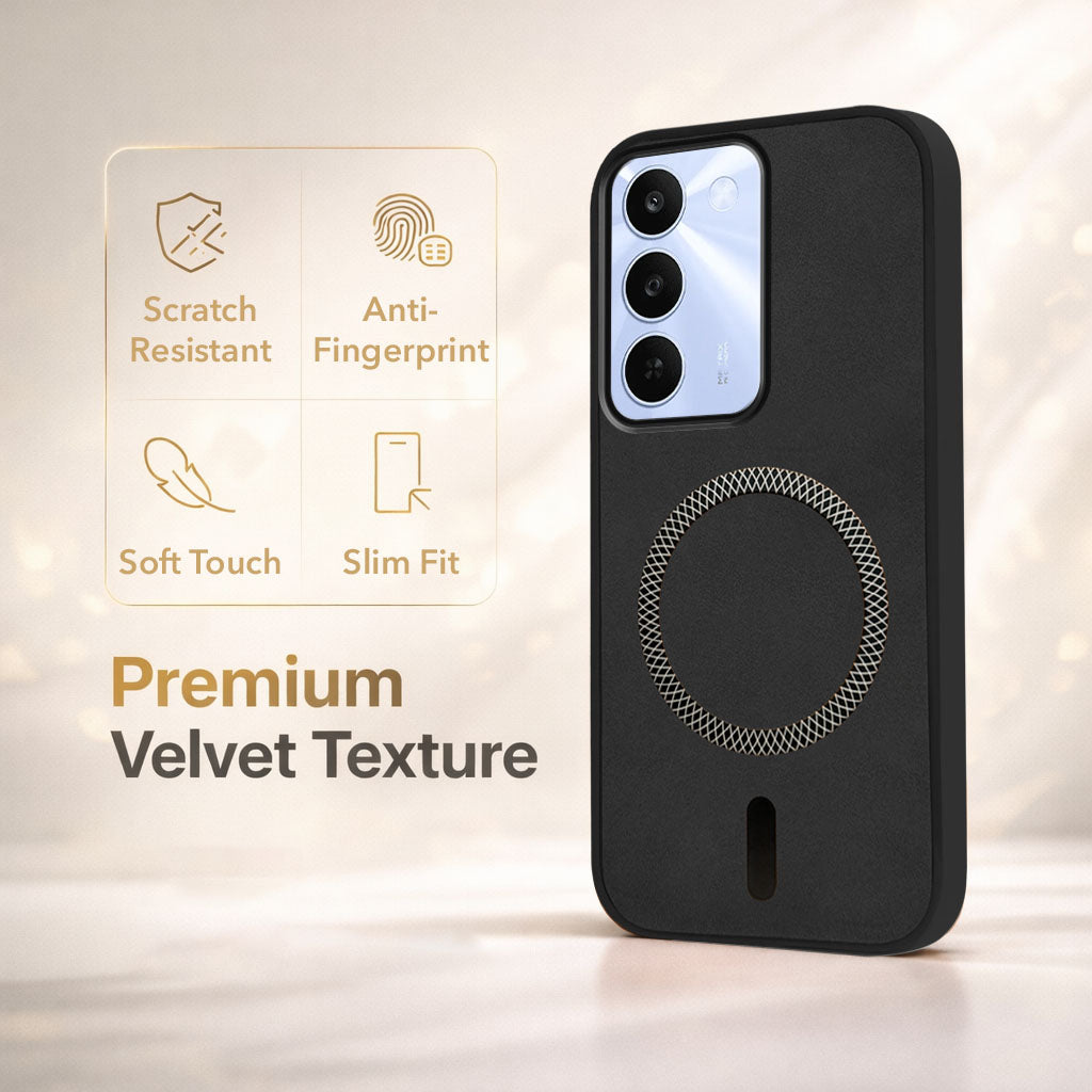 For Realme C83 5G Back Cover Case Leather Finish (MagSafe Compatible Wireless Charging | Soft Touch | Camera Bump Protection)
