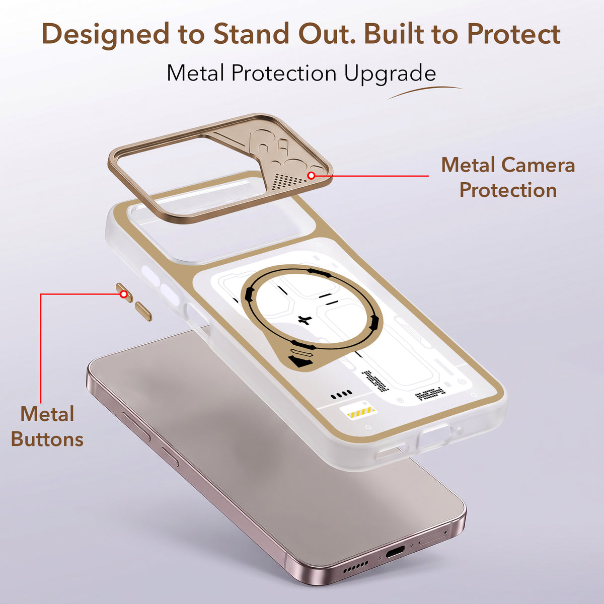 For Oppo A6X | Oppo A6S Metallic Back Cover Case (Metallic Camera Protection & Buttons | Translucent Milky Shade | Hard Polycarbonate)