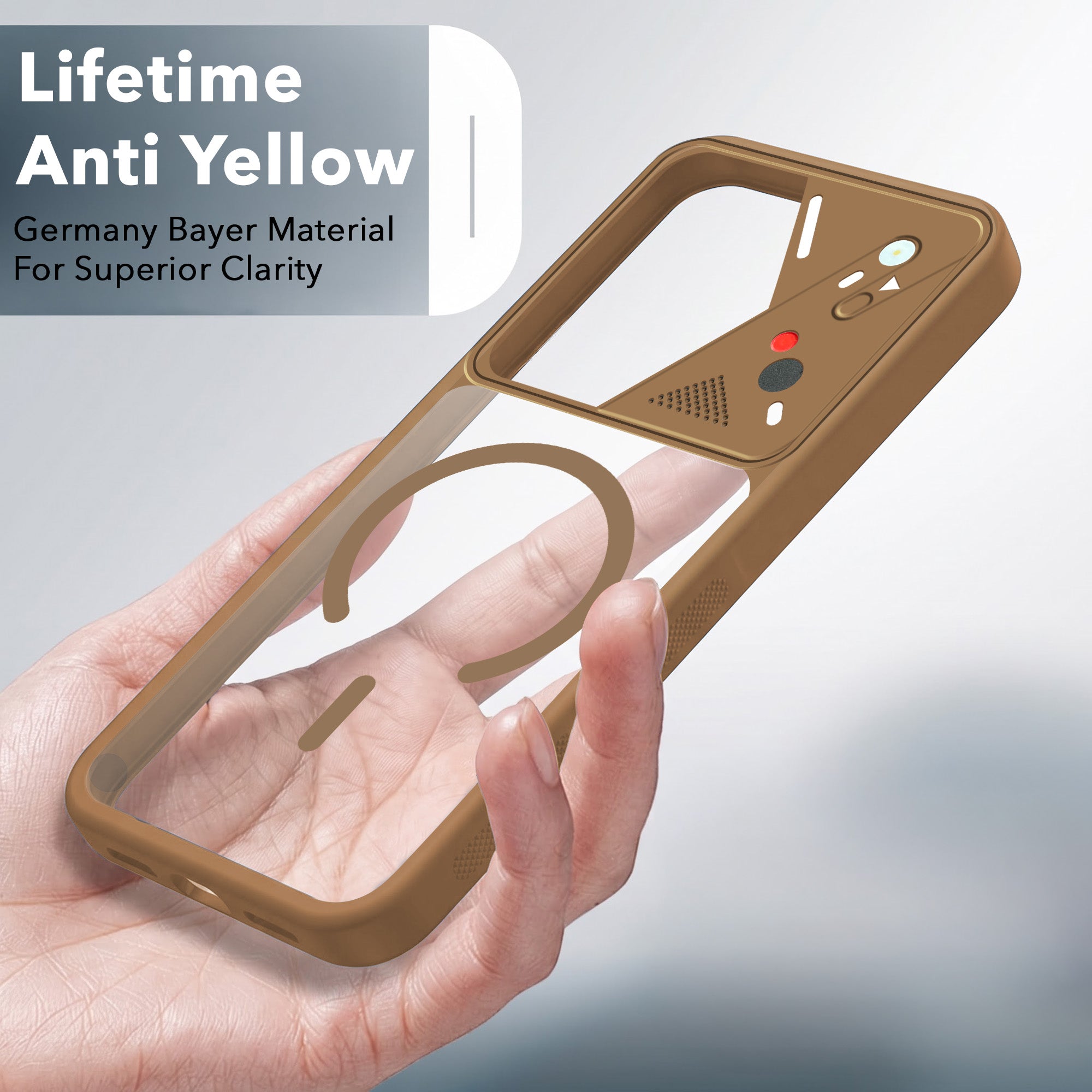 For Vivo T3 5G Back Cover Case Lifetime Anti-Yellow Clear (Camera Protection | Side Grip | Wireless MagSafe Compatible)