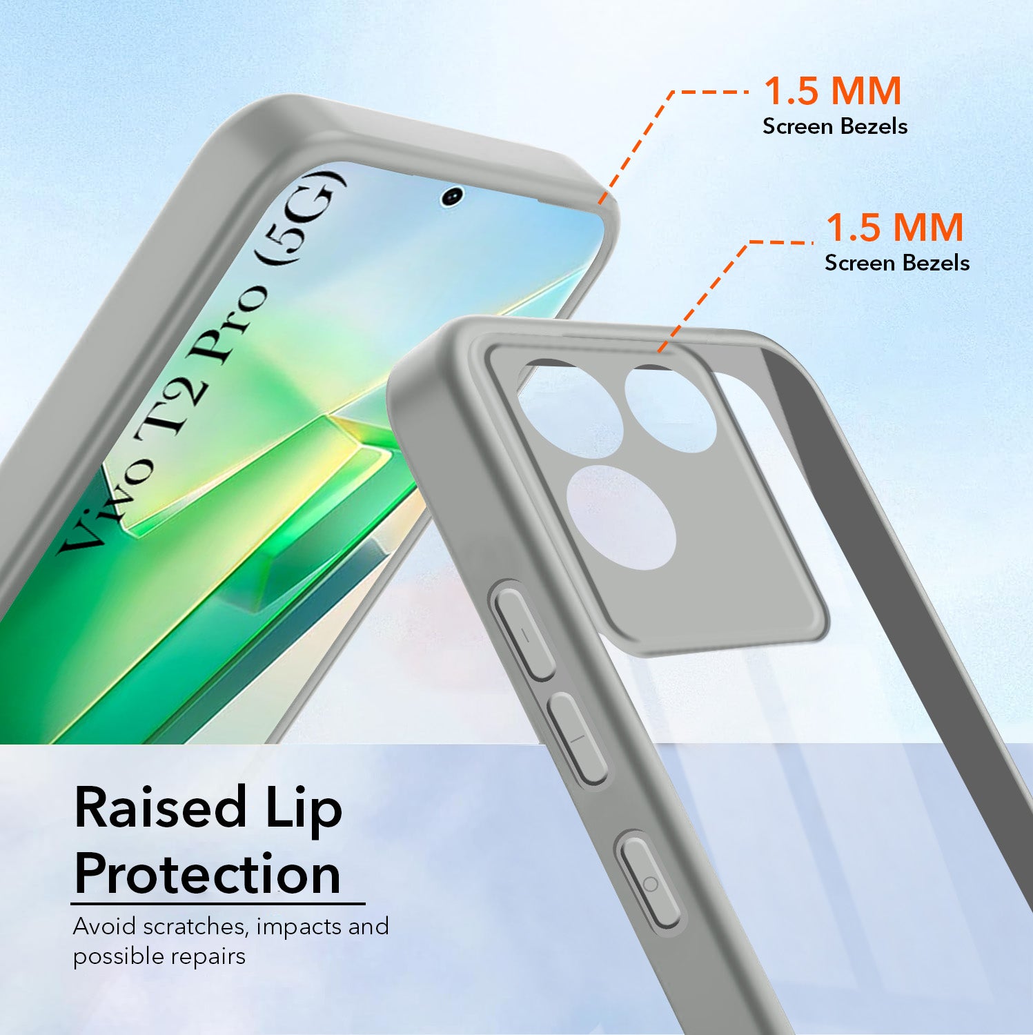 For Vivo T2 Pro Back Cover Case Ultra-Hybrid (Lifetime Anti Yellow | Anti Scratch | Crystal Clear Shockproof)