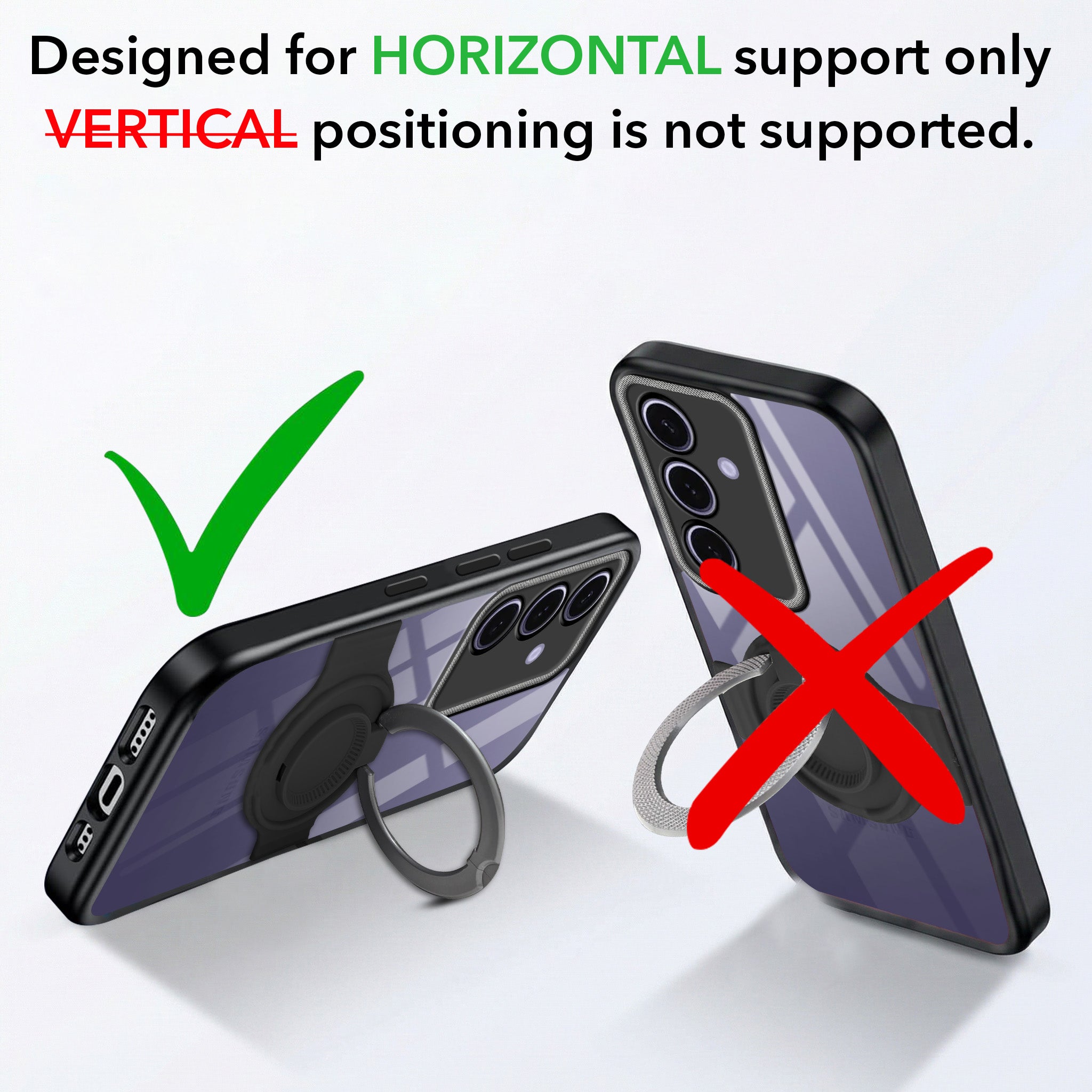 For Samsung Galaxy S24 Back Cover Case with stand (Built-in Ring Holder Kickstand | Lifetime Anti Yellow | Camera Protection)