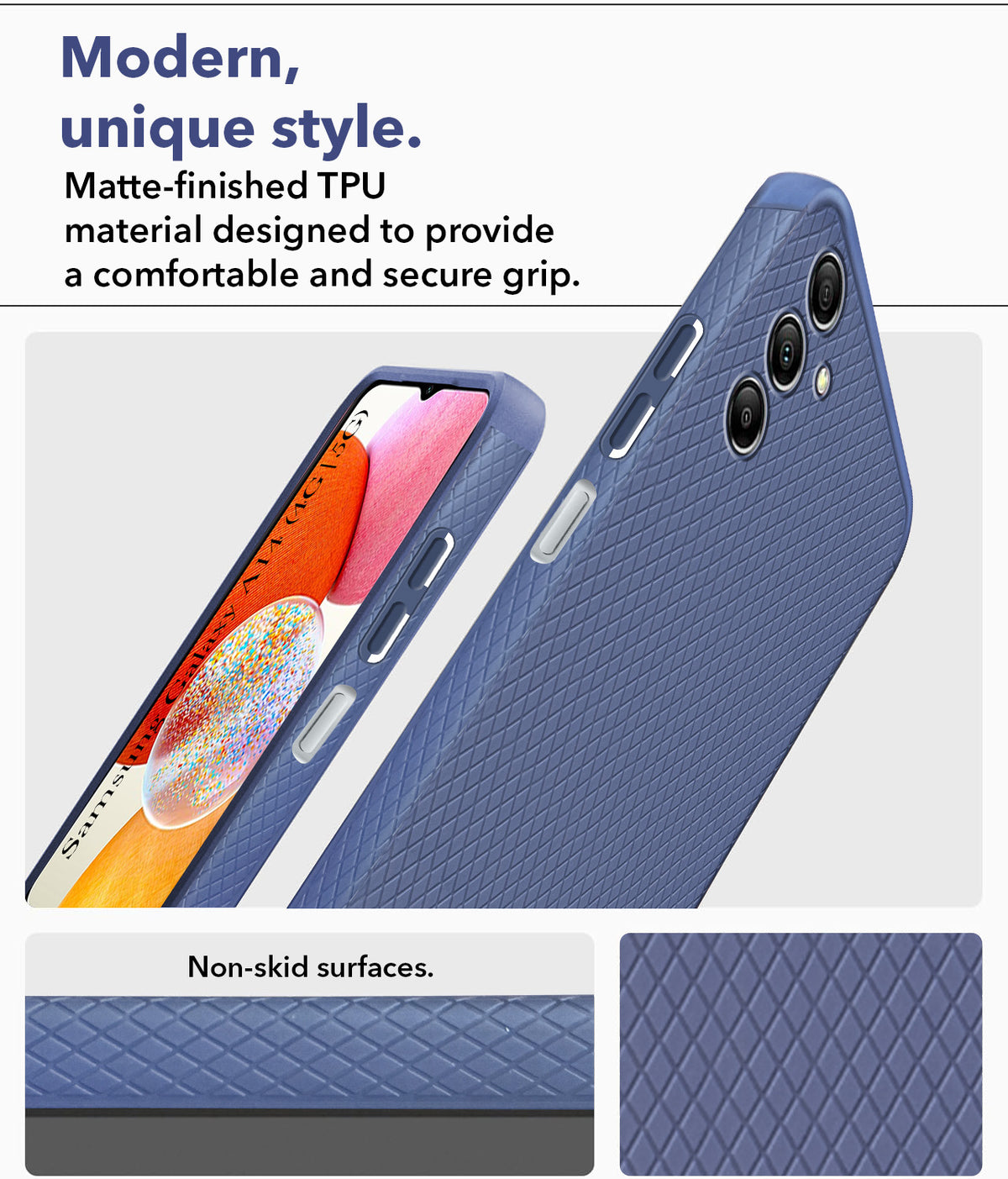 For Samsung Galaxy A14 4G | 5G Back Cover Case (Liquid Silicone | Side Grip | Camera Protection)