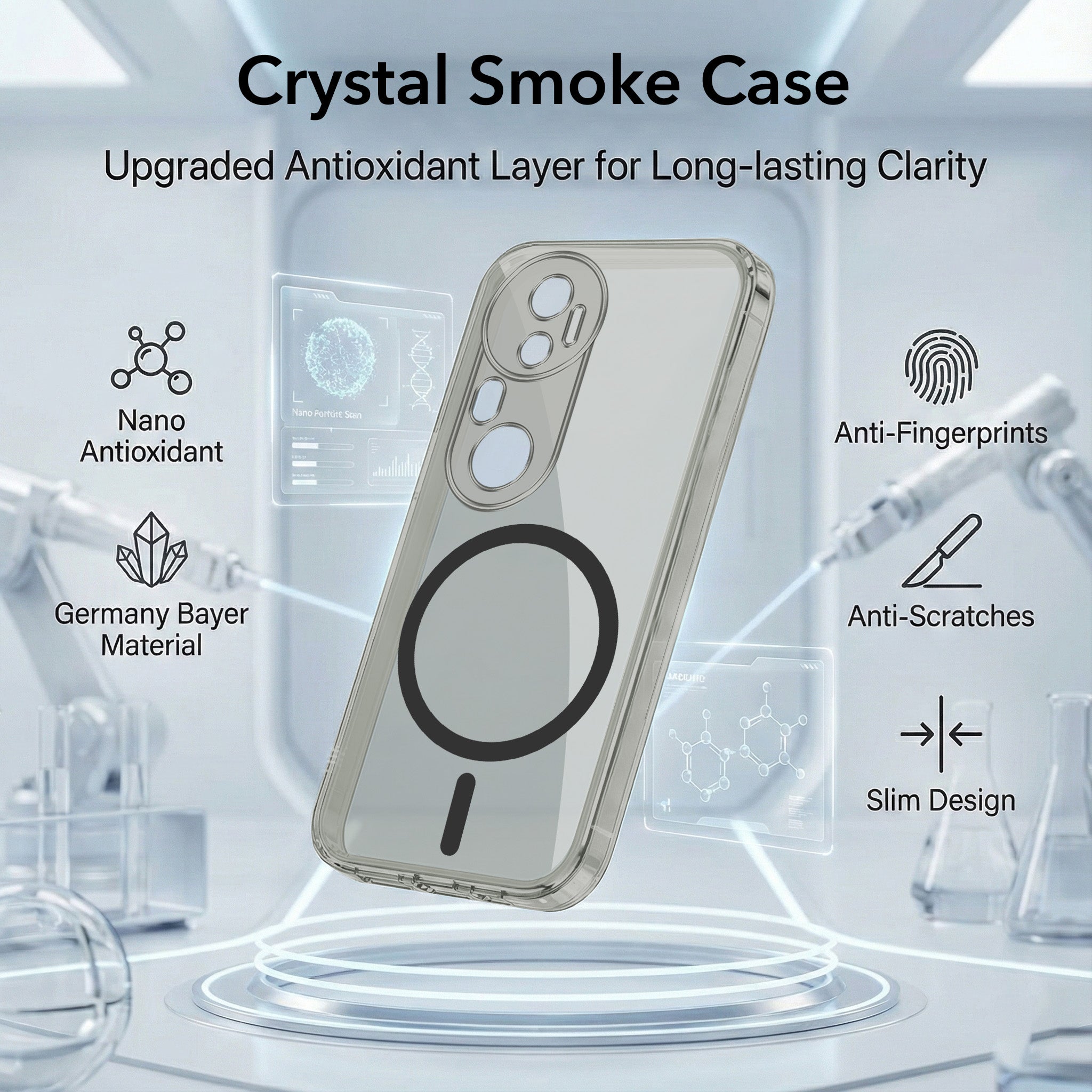 For Vivo T4 Ultra Back Cover Case Lifetime Anti-Yellow MagSafe Compatible Clear (Sleek Hard Crystal | Shockproof and Camera Protection)