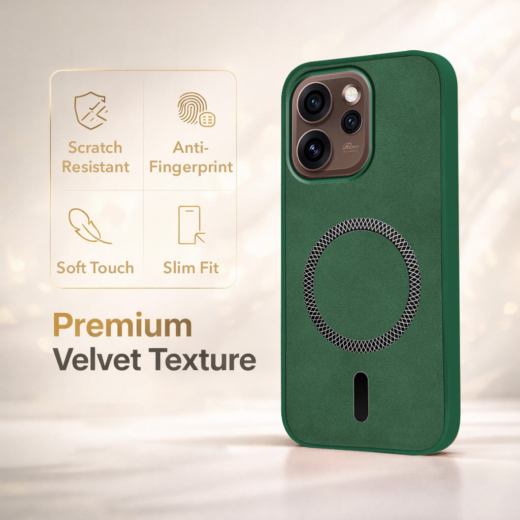 For Oppo Reno15 Pro 5G | Oppo Reno 15 Pro 5G Back Cover Case Leather Finish (MagSafe Compatible Wireless Charging | Soft Touch | Camera Bump Protection)