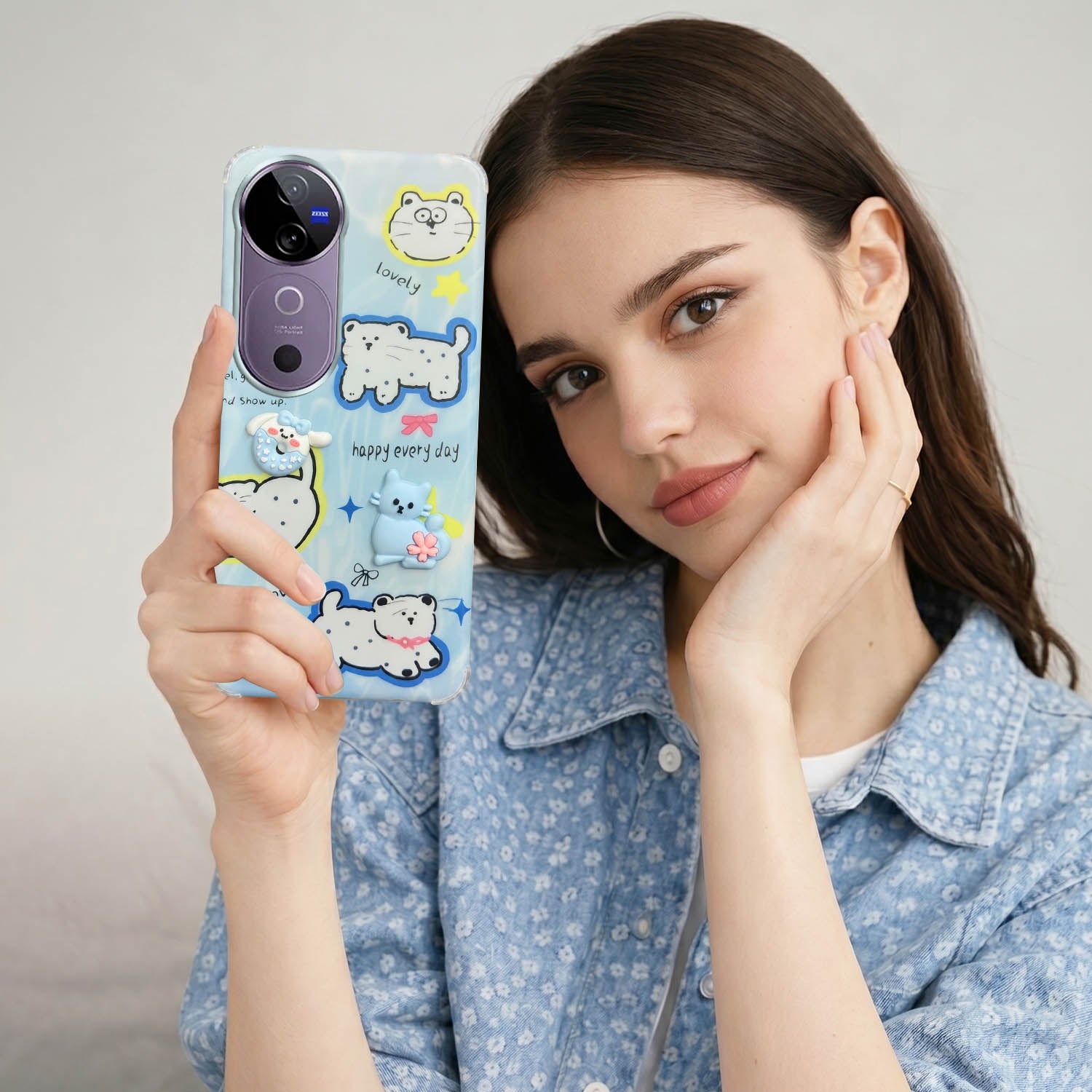 For Vivo V40 | Vivo V40 Pro 5G Back Cover Case (3D Cute Cartoons | Hard Back Side Soft | Matte Premium Finish | HD Printing)
