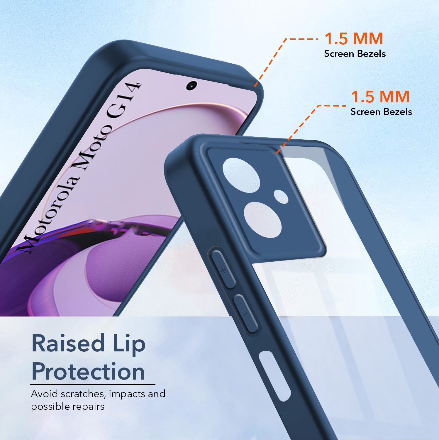 For Motorola Moto G14 Back Cover Case Ultra-Hybrid (Lifetime Anti Yellow | Anti Scratch | Crystal Clear Shockproof)
