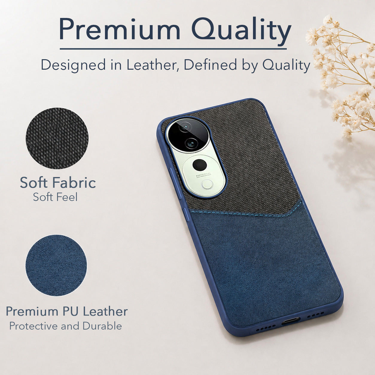 For Vivo T3 Ultra Back Cover Case (Dual PU Leather Stitch | Professional Minimalist | Soft and Flexible)