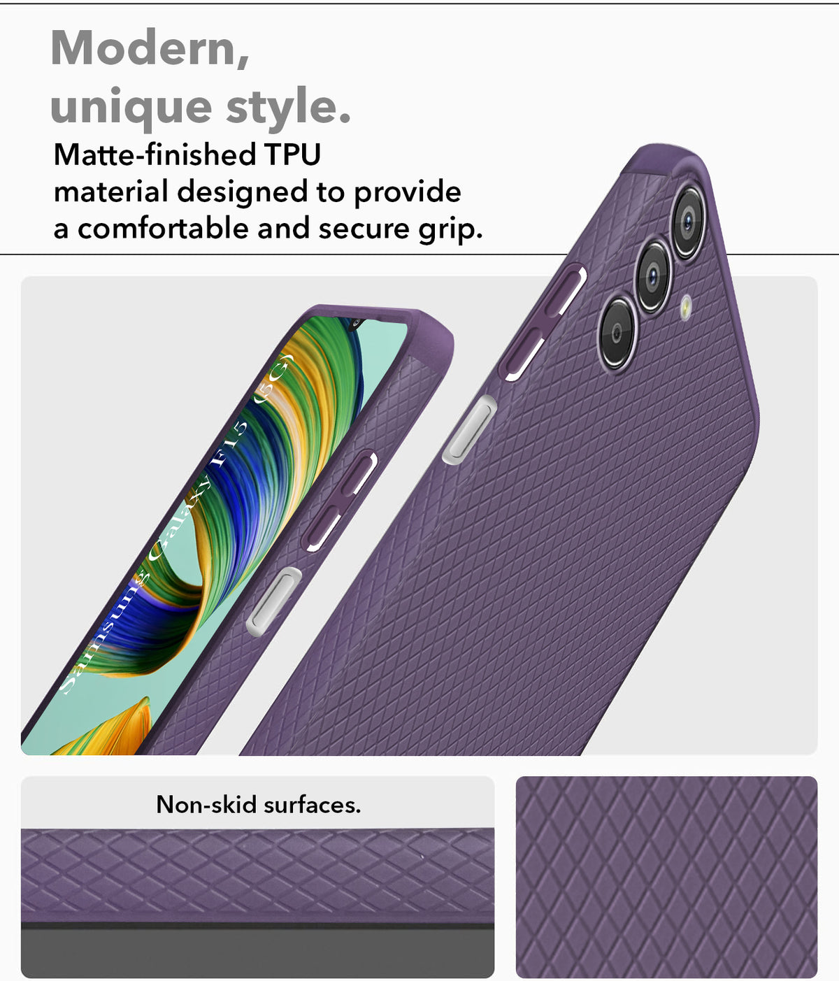 For Samsung Galaxy F15 5G Back Cover Case (Liquid Silicone | Side Grip | Camera Protection)