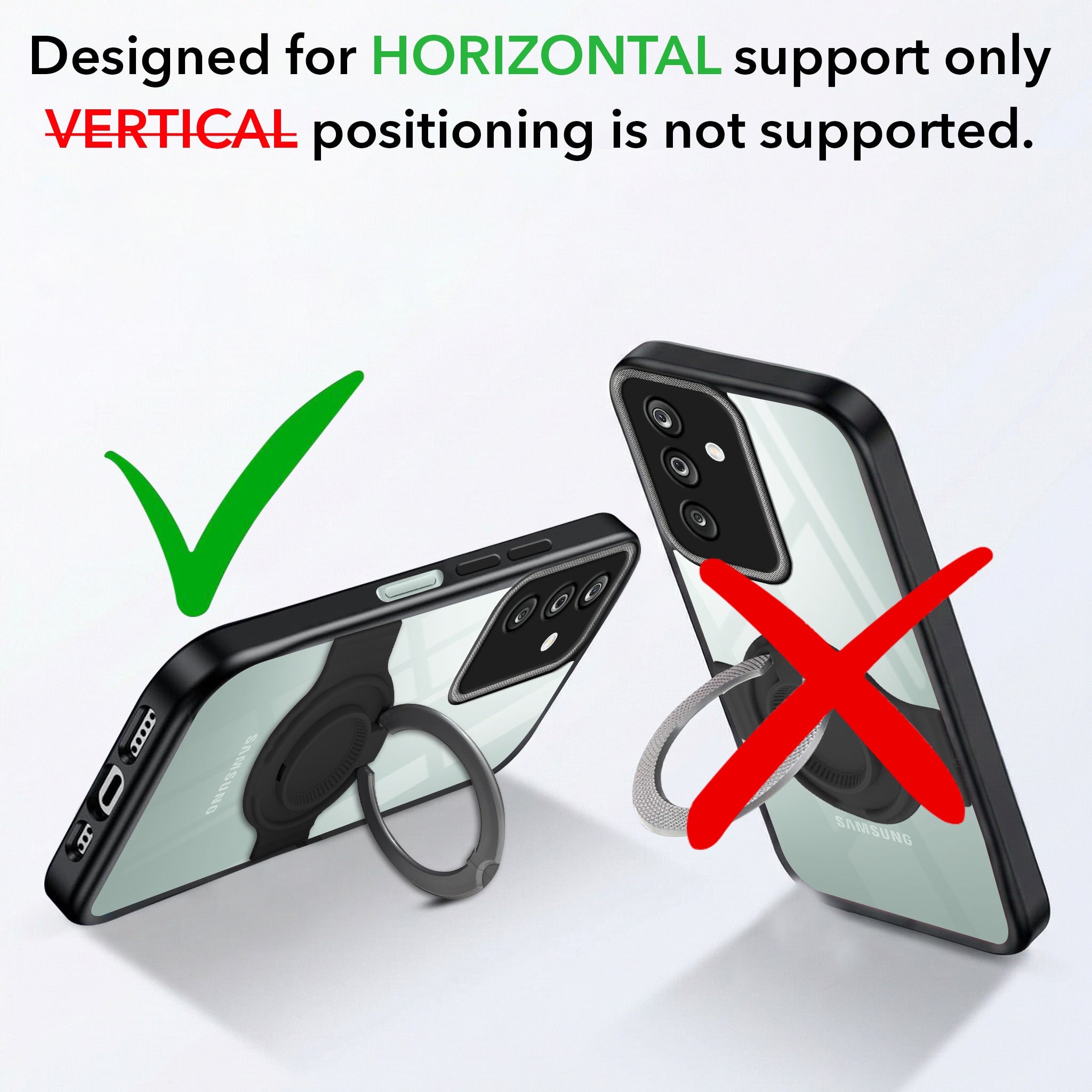 For Samsung Galaxy M36 | Samsung Galaxy F36 Back Cover Case with stand (Built-in Ring Holder Kickstand | Lifetime Anti Yellow | Camera Protection)