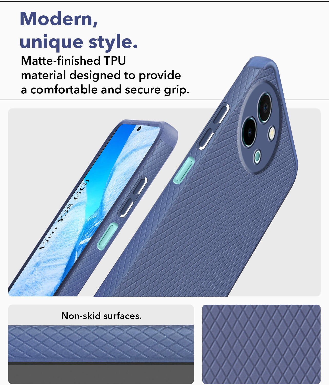 For Vivo Y58 5G Back Cover Case (Liquid Silicone | Side Grip | Camera Protection)