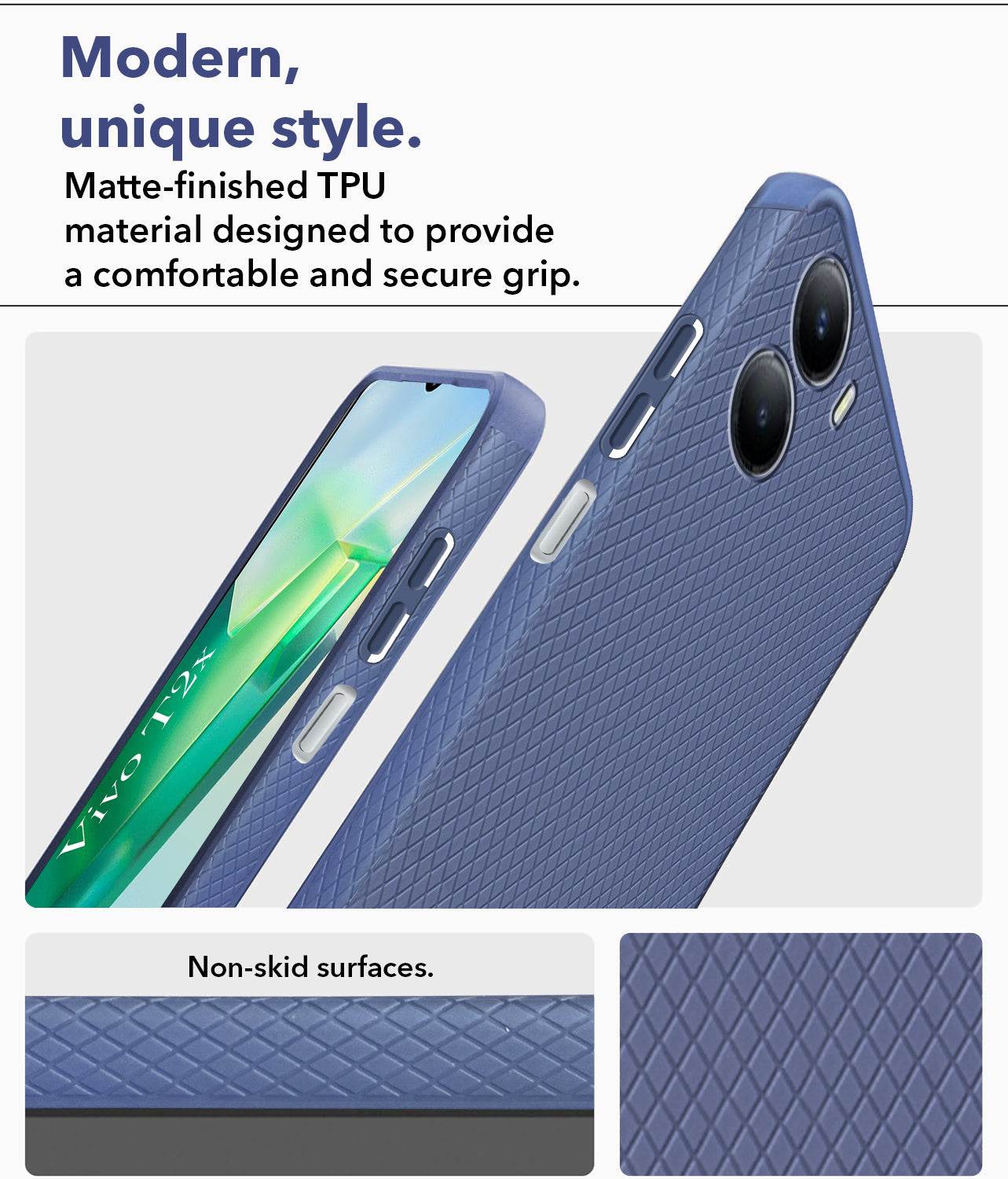For Vivo T2x Back Cover Case (Liquid Silicone | Side Grip | Camera Protection)