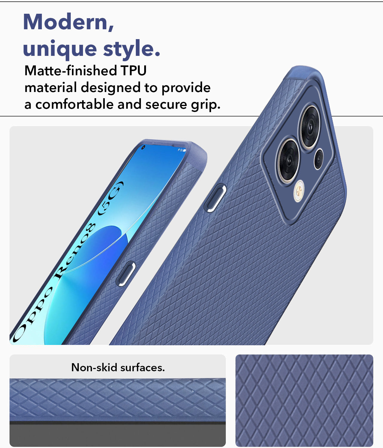 For Oppo Reno 8 5G Back Cover Case (Liquid Silicone | Side Grip | Camera Protection)