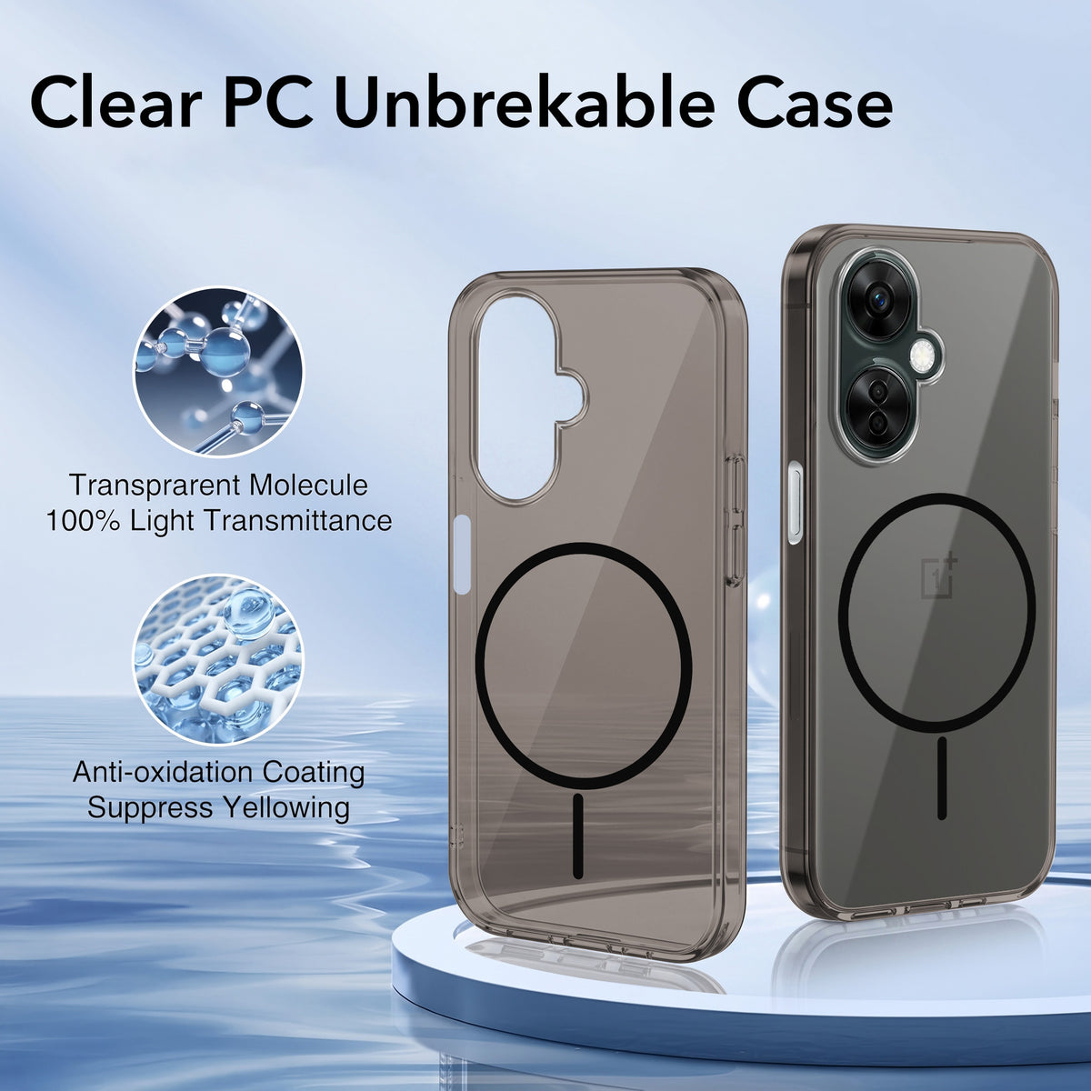 For OnePlus Nord CE 3 Lite Back Case Cover Crystal Anti Yellow (Unbreakable PC | MagSafe Wireless Charging Support |Camera Protection Bump)