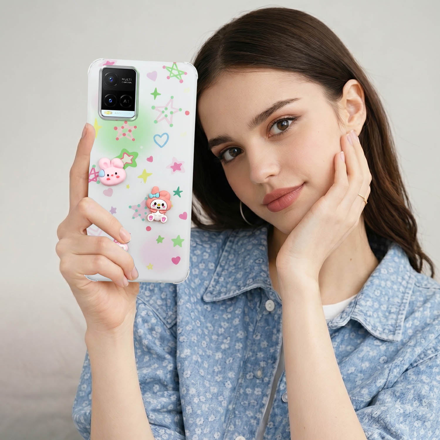 For Vivo Y21e | Vivo Y21A | Vivo Y32 Back Cover Case (3D Cute Cartoons | Hard Back Side Soft | Matte Premium Finish | HD Printing)