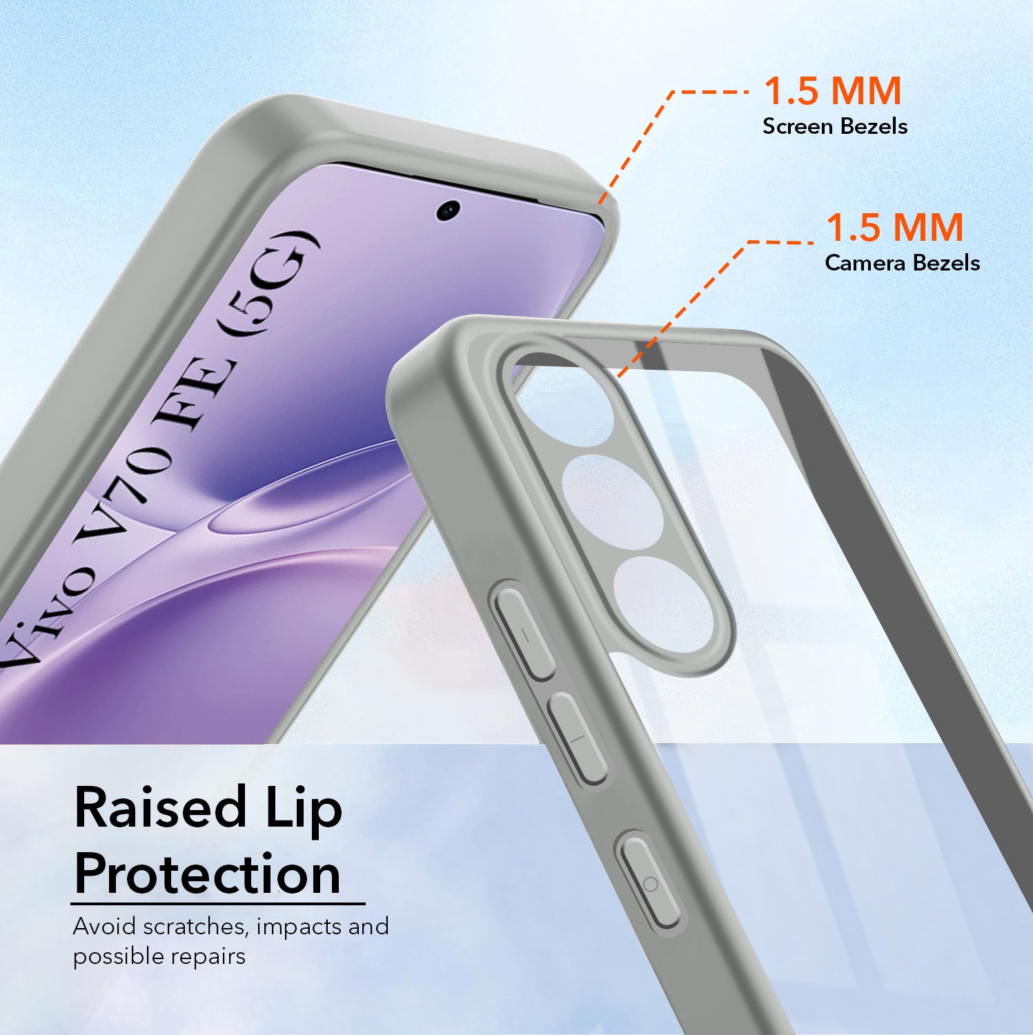 For Vivo V70 FE 5G Back Cover Case Ultra-Hybrid (Lifetime Anti Yellow | Anti Scratch | Crystal Clear Shockproof)