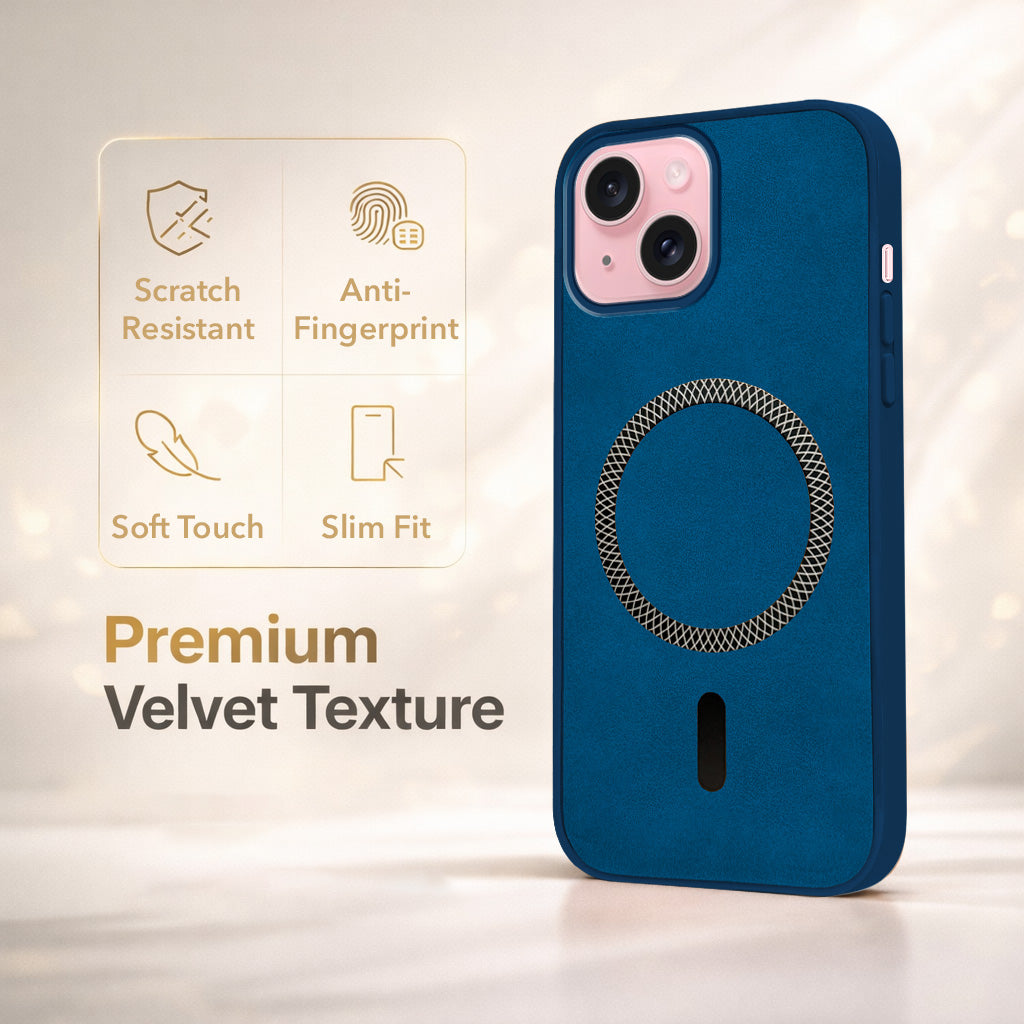For Apple iPhone 15 Plus Back Cover Case (Sleek Leather Finish | MagSafe Compatible Wireless Charging | Camera Bump Protection)