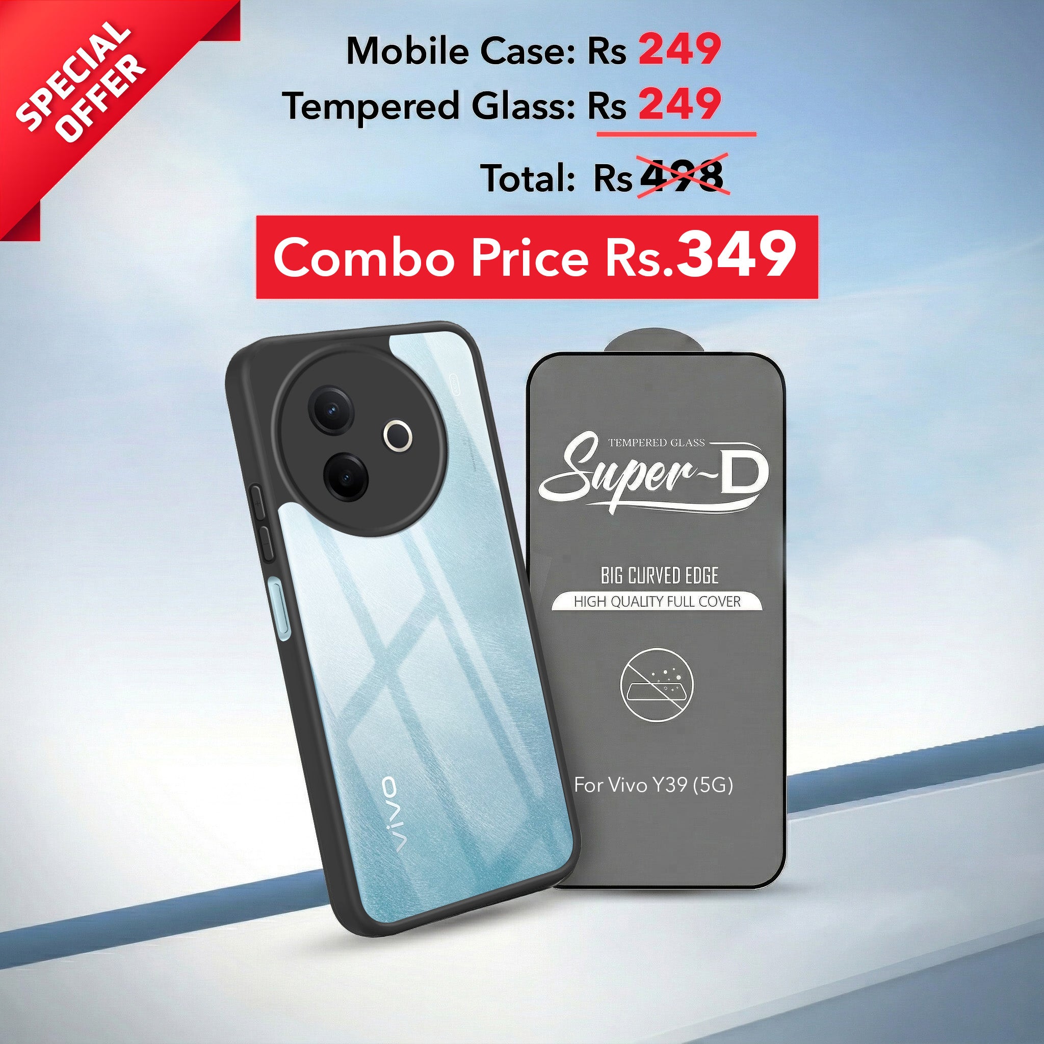 For Vivo Y39 Combo with Back Cover and 9H Tempered Glass (Lifetime Anti-Yellow | Crystal Clear Shockproof | Oleophobic Coating Screen Glass)