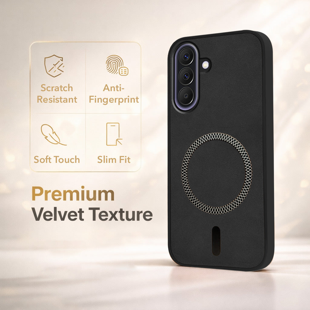 For Samsung Galaxy A57 5G Back Cover Case Leather Finish (MagSafe Compatible Wireless Charging | Soft Touch | Camera Bump Protection)