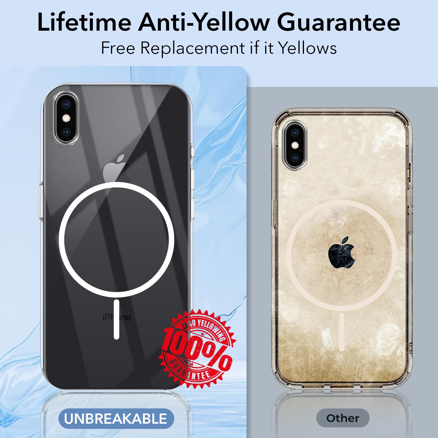For Apple iPhone Xs Back Cover Case (Crystal Clear Case | MagSafe Wireless Charging Support | Hard Anti Yellow | Camera Protection Bump)