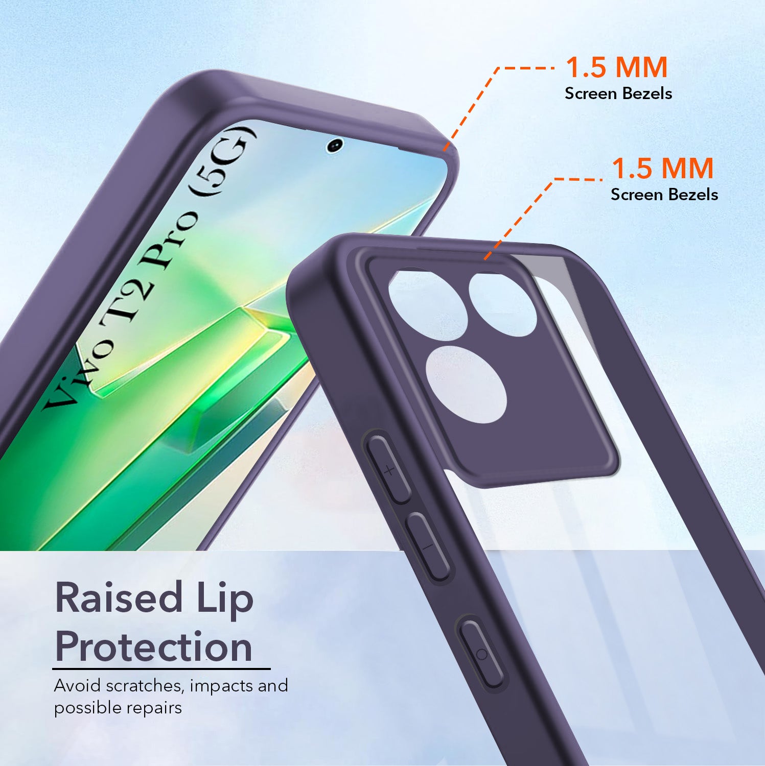 For Vivo T2 Pro Back Cover Case Ultra-Hybrid (Lifetime Anti Yellow | Anti Scratch | Crystal Clear Shockproof)