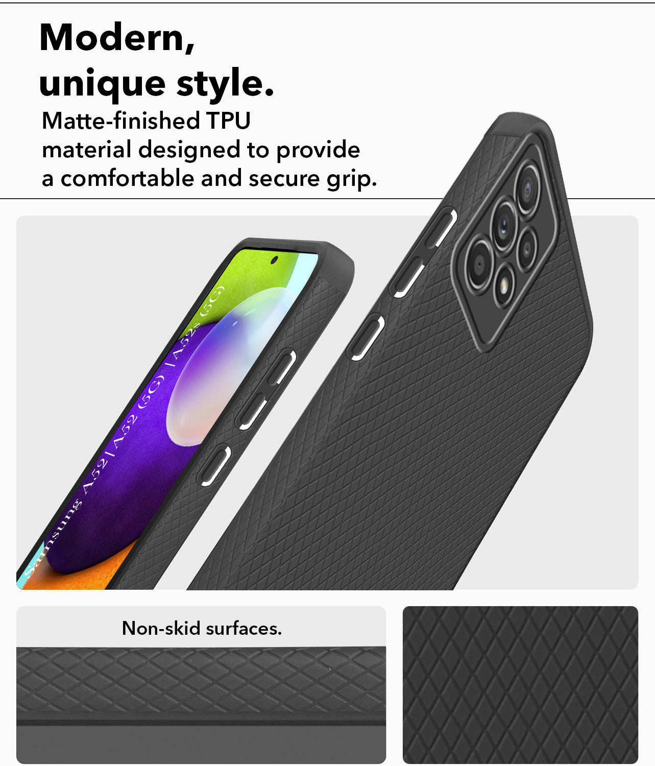 For Samsung Galaxy A52 | A52 5G | A52s 5G Back Cover Case (Liquid Silicone | Side Grip | Camera Protection)