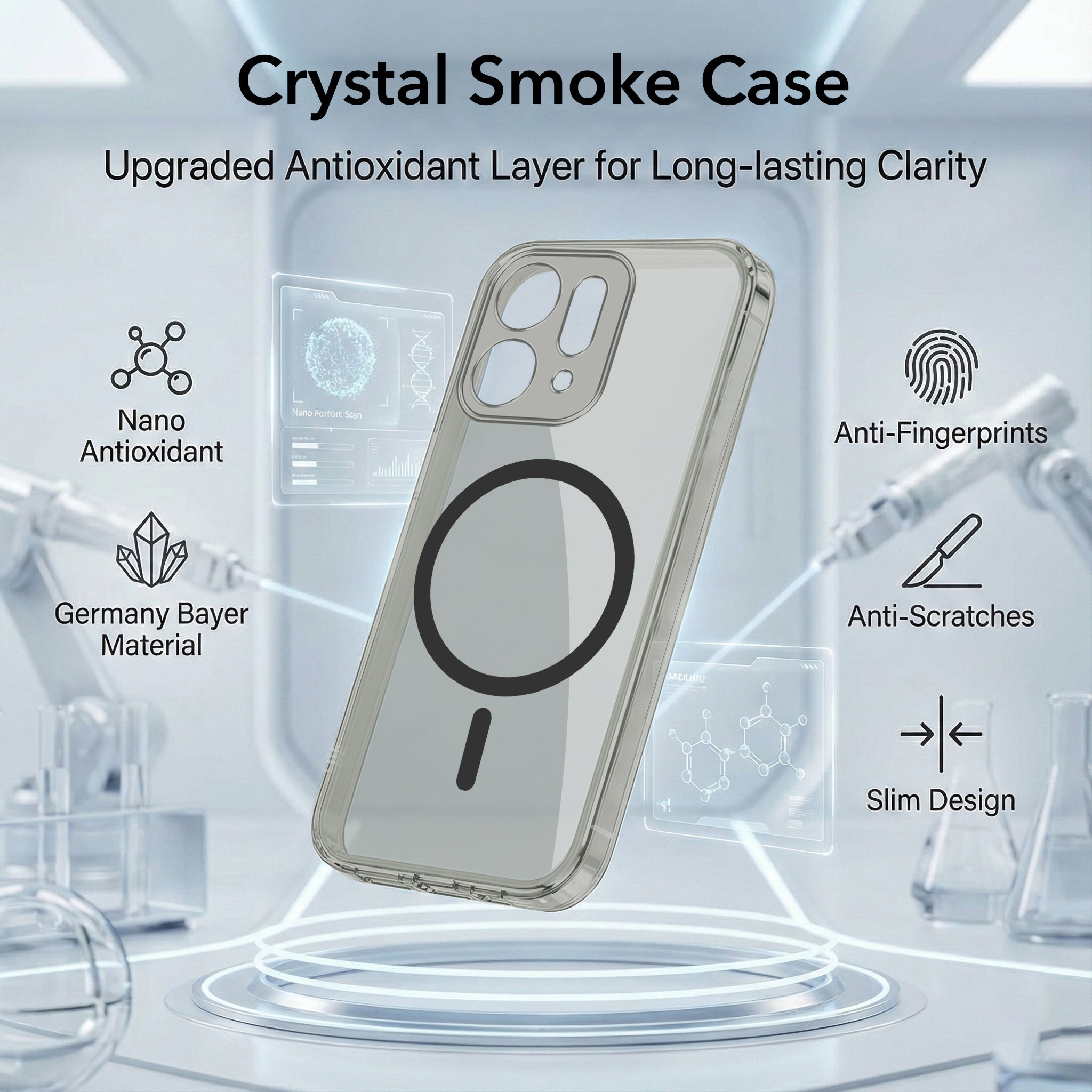 For Oppo Reno14 5G | Oppo Reno 14 5G Back Cover Case Lifetime Anti-Yellow MagSafe Compatible Clear (Sleek Hard Crystal | Shockproof and Camera Protection)
