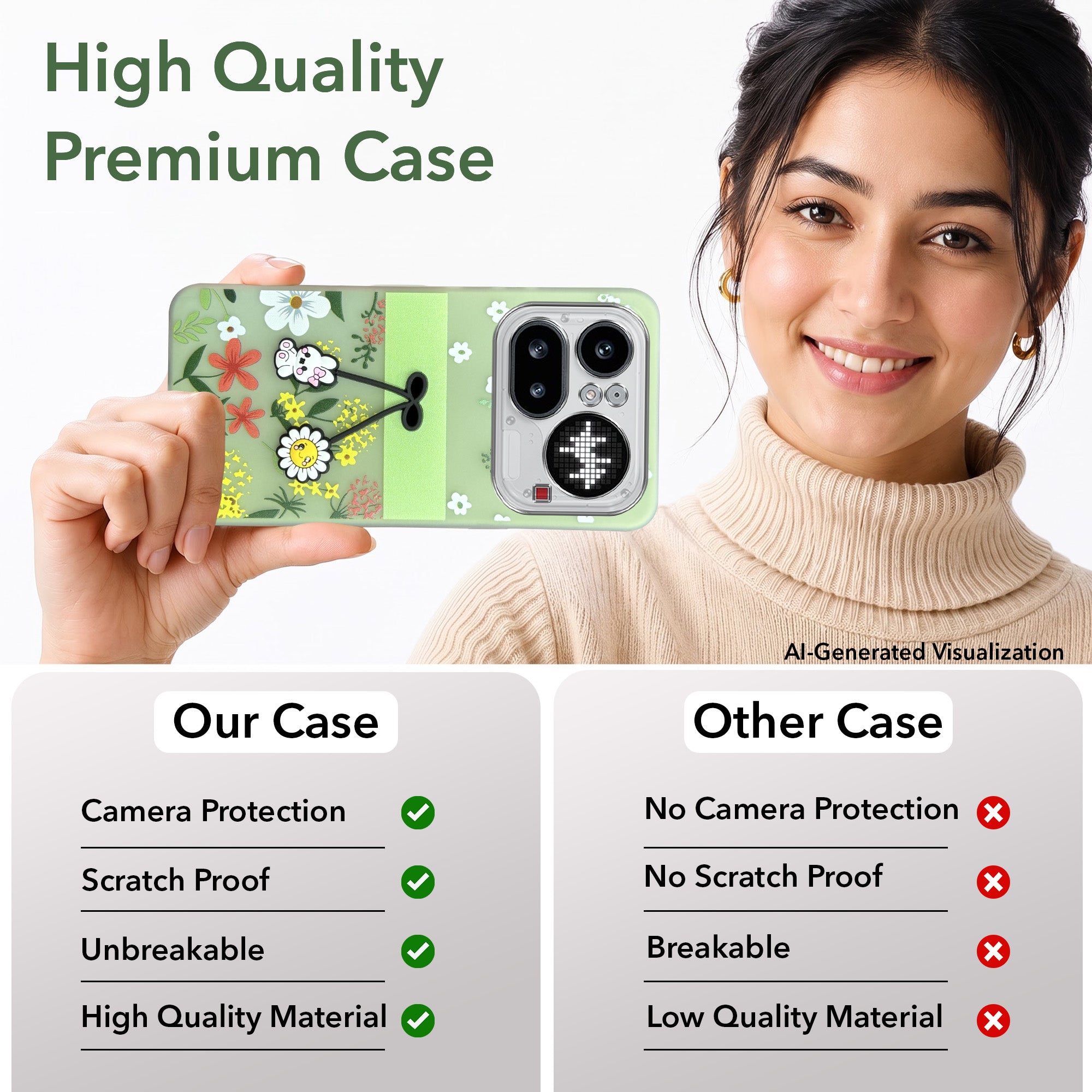 For Nothing Phone 4A Pro 5G Back Cover Case (3D Cute Cartoons | Hard Back Side Soft | Matte Premium Finish | HD Printing)