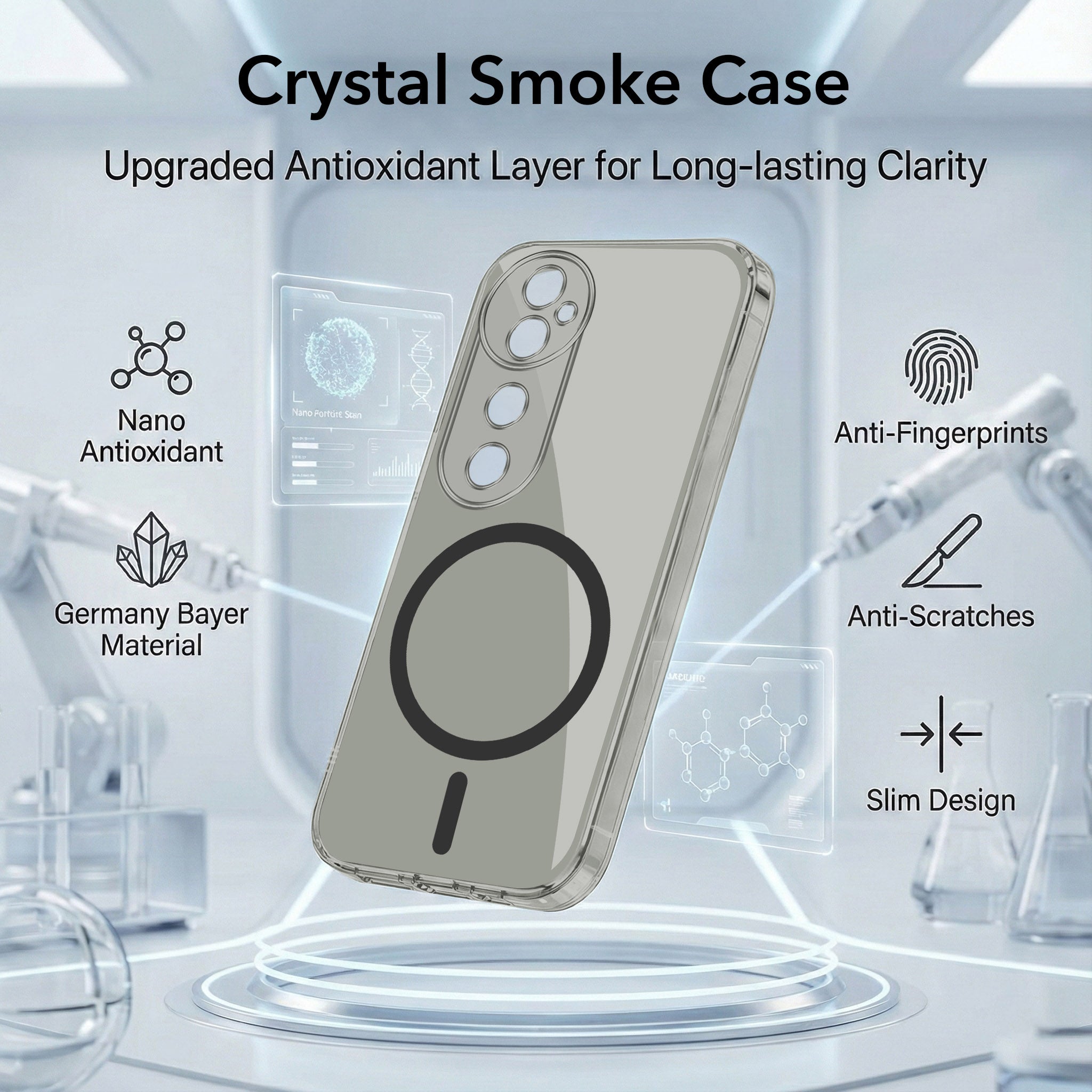 For Vivo T3 Ultra Back Cover Case Lifetime Anti-Yellow MagSafe Compatible Clear (Sleek Hard Crystal | Shockproof and Camera Protection)