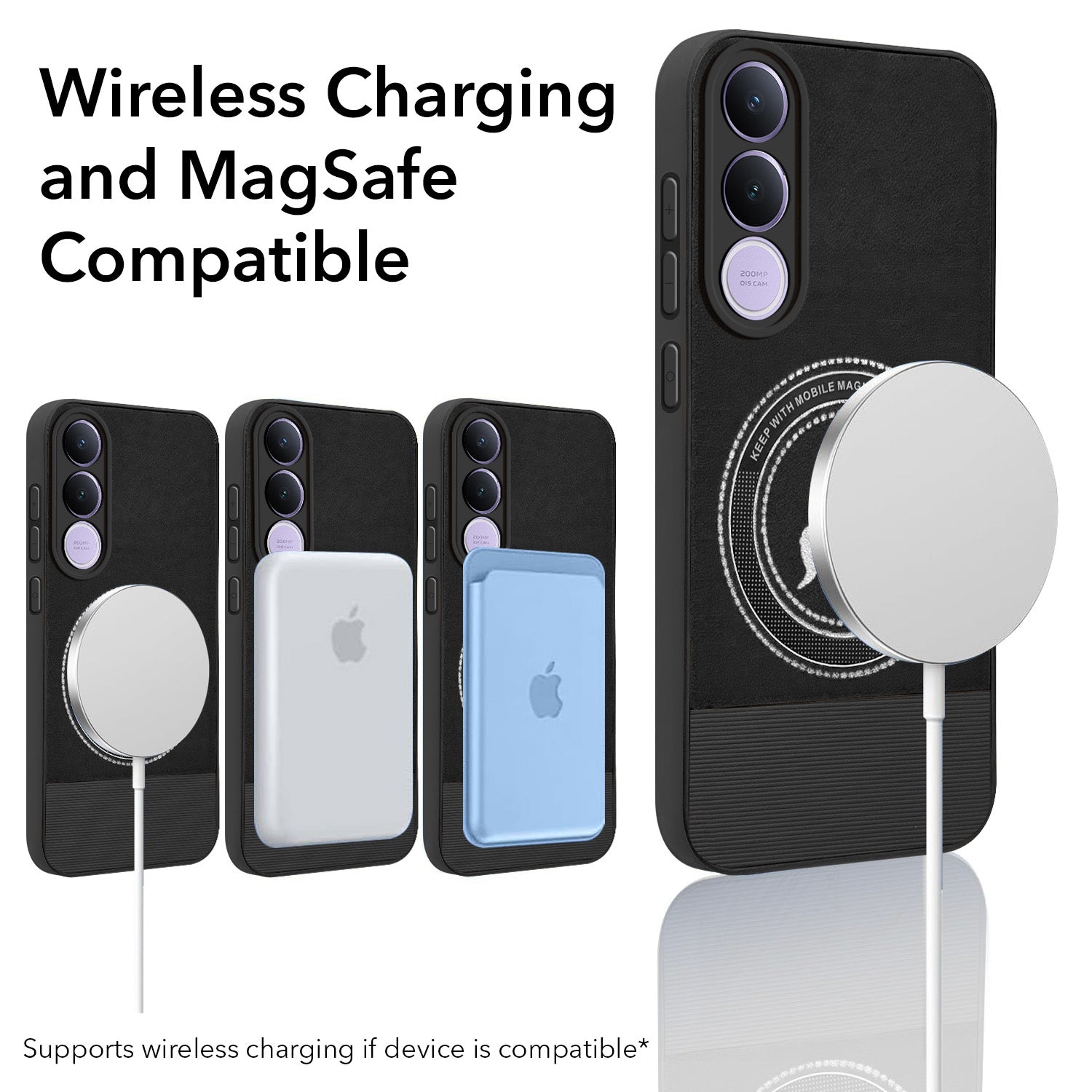 For Vivo V70 FE 5G Back Cover Case PU Leather Finish (Professional Minimalist Texture | MagSafe Compatile | Camera Protection | Sleek Sober Formal)
