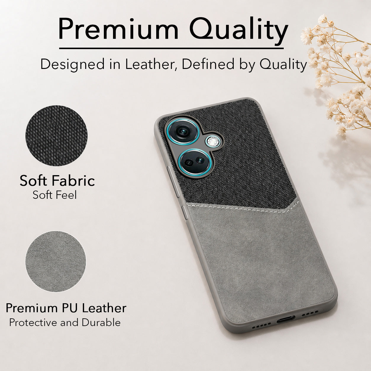 For Oneplus Nord CE 3 Back Cover Case  (Dual PU Leather Stitch | Professional Minimalist | Soft and Flexible)