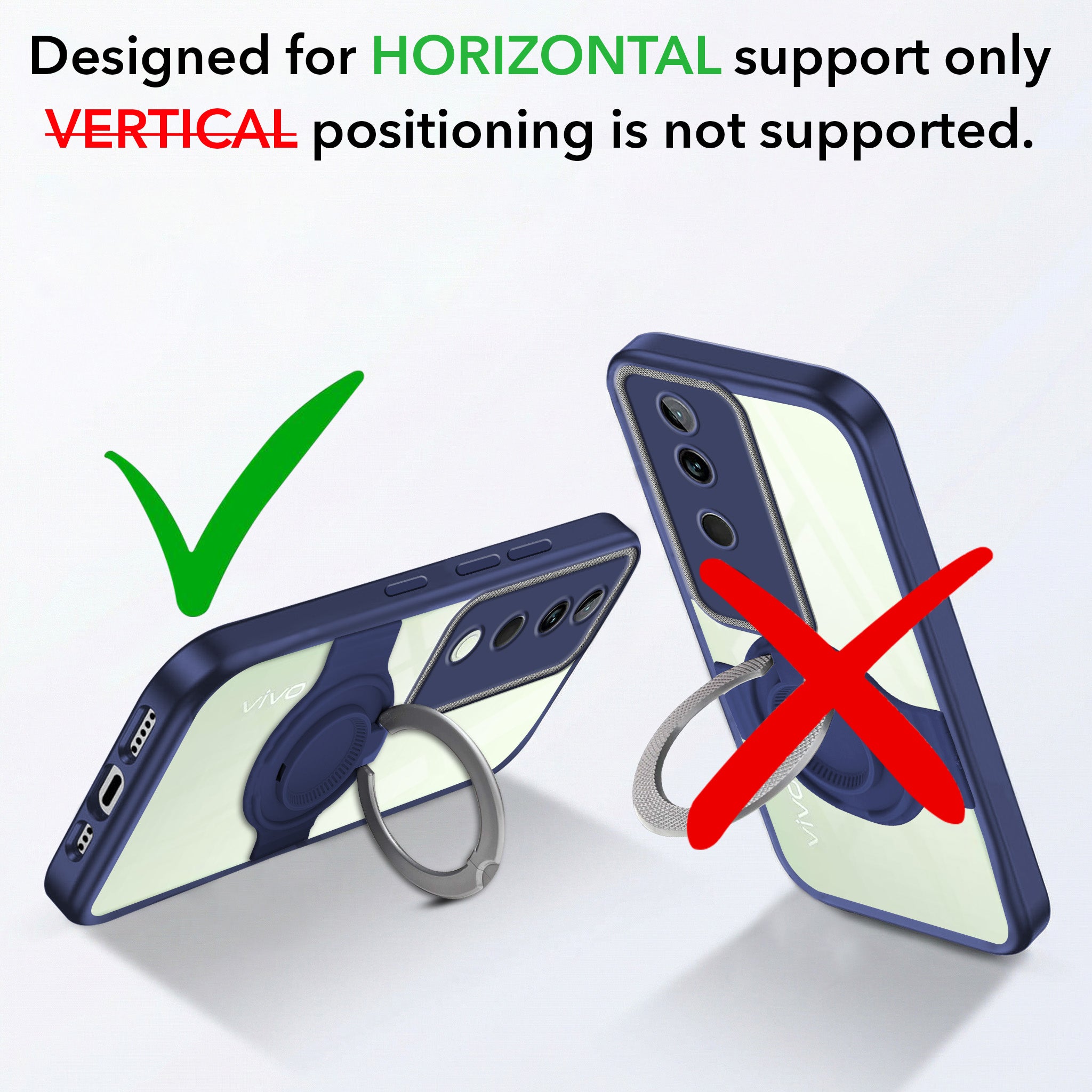For Vivo T3 Ultra Back Cover Case with stand (Built-in Ring Holder Kickstand | Lifetime Anti Yellow | Camera Protection)