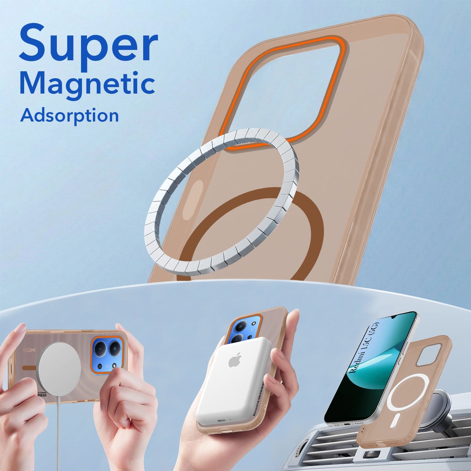 For Redmi 15C Back Cover Case (Soft Touch | Camera Bump Protection | MagSafe Compatible | Matte Finish)