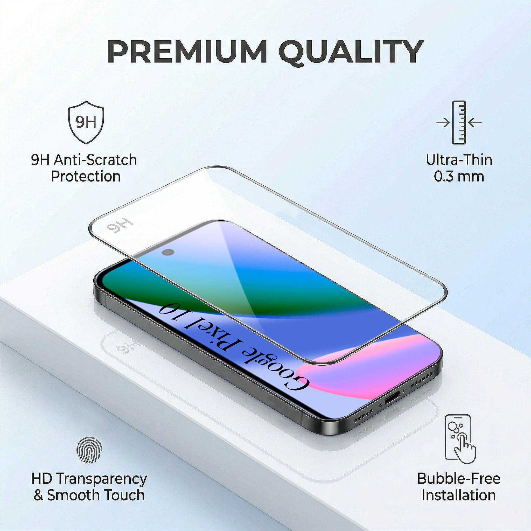 For Google Pixel 10 Combo with Back Cover and 9H Tempered Glass (Liquid Silicone | Camera Protection | Oleophobic Coating Screen Glass)