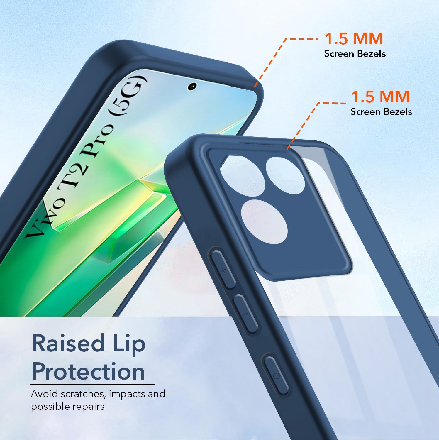 For Vivo T2 Pro Back Cover Case Ultra-Hybrid (Lifetime Anti Yellow | Anti Scratch | Crystal Clear Shockproof)