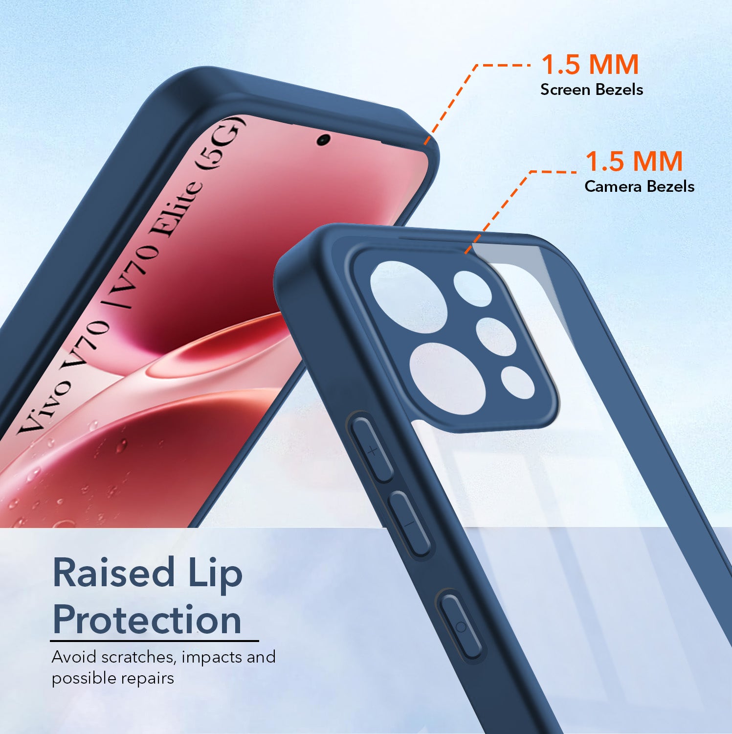 For Vivo V70 | Vivo V70 Elite (5G) Back Cover Case Ultra-Hybrid (Lifetime Anti Yellow | Anti Scratch | Crystal Clear Shockproof)