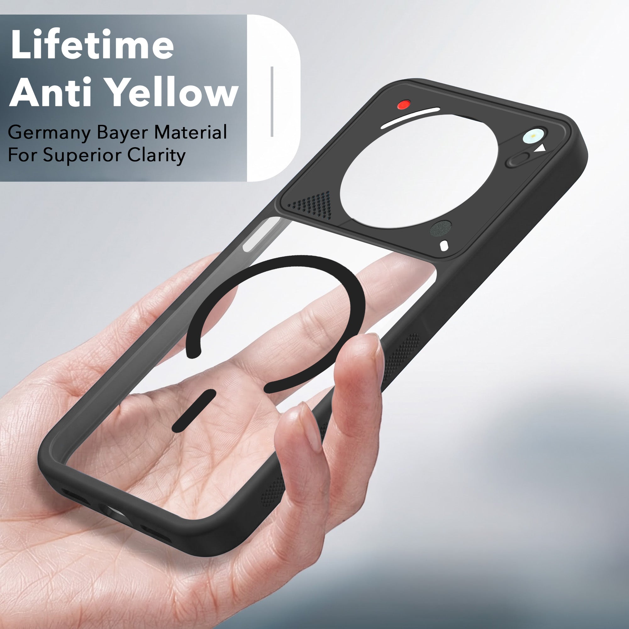 For Realme Narzo 70x 5G Back Cover Case Lifetime Anti-Yellow Clear (Camera Protection | Side Grip | Wireless MagSafe Compatible)