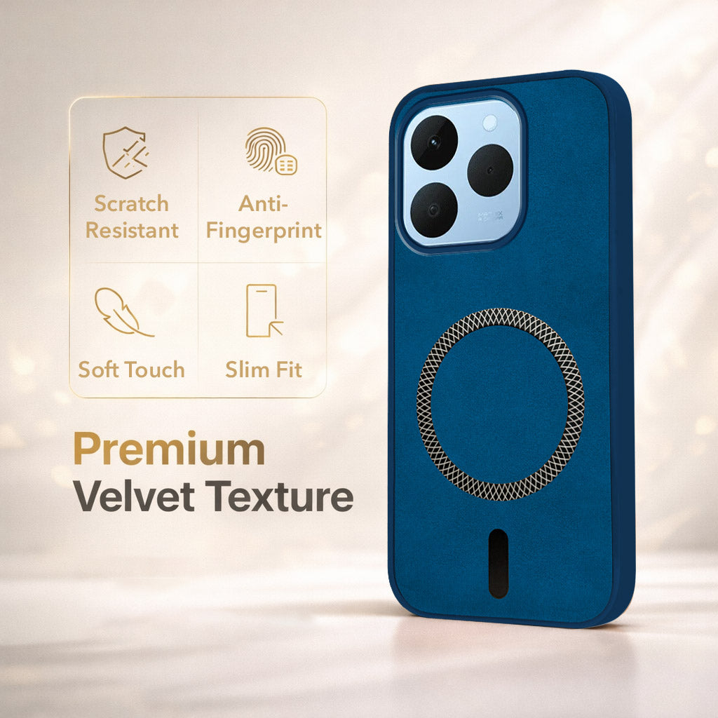 For Realme 15T | Realme Narzo 90 Back Cover Case Leather Finish (MagSafe Compatible Wireless Charging | Soft Touch | Camera Bump Protection)