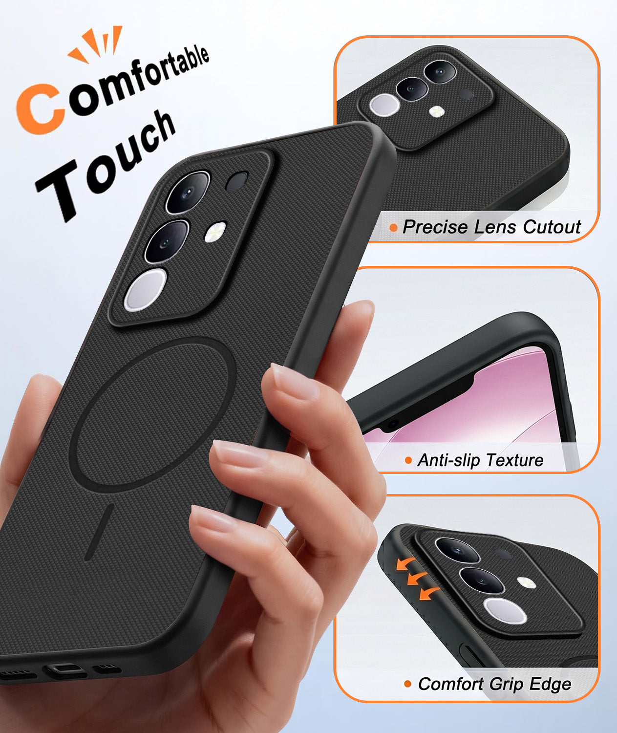 For Vivo T4x | Vivo Y31 Pro Back Cover Case PU Leather (Texture Grip Design | Professional Minimalist | Camera Protection | Soft and Flexible)
