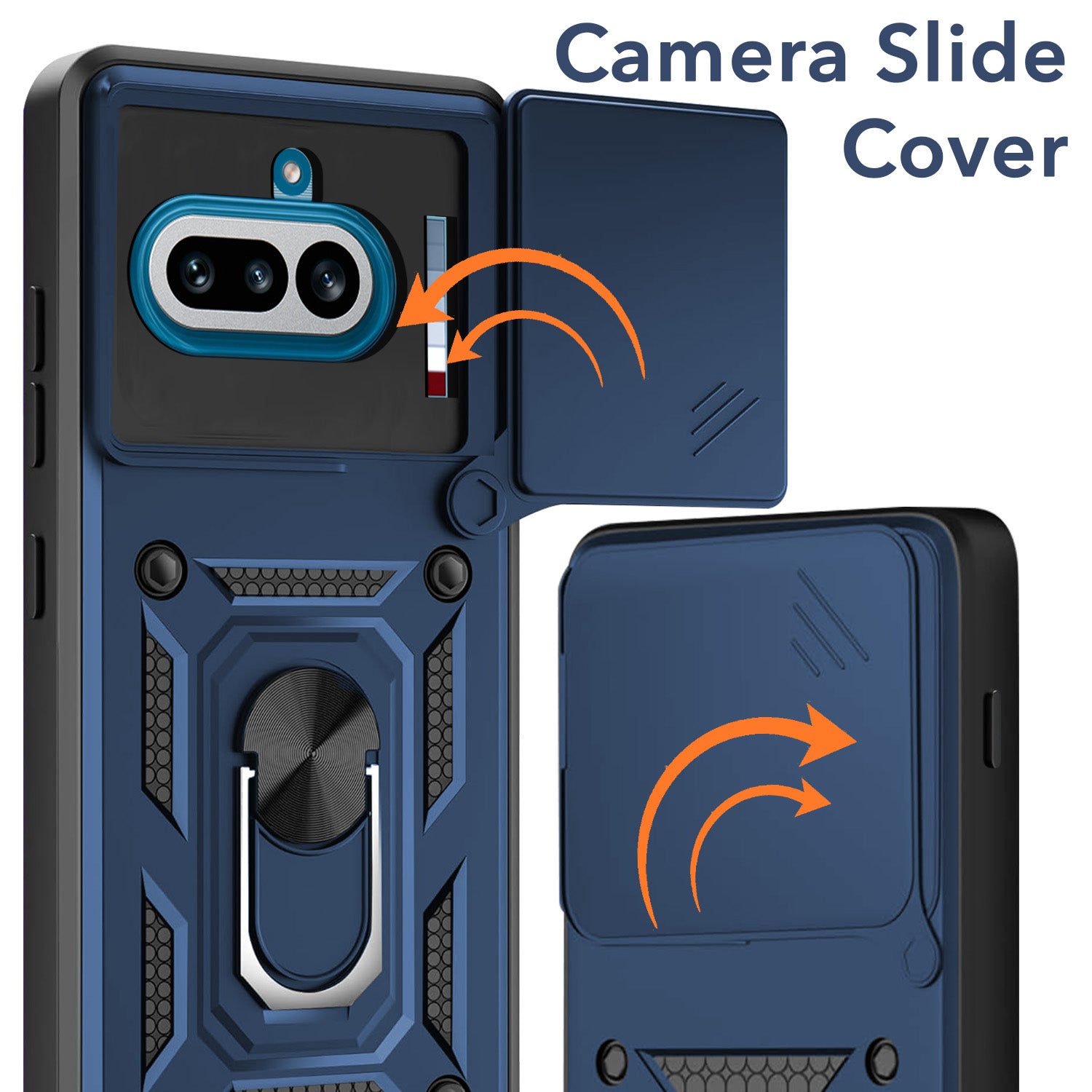 For Nothing Phone 4A 5G Back Cover Case Hybrid Armor (Sliding Shutter Camera Protection | Polycarbonate |Ring Holder Kickstand)