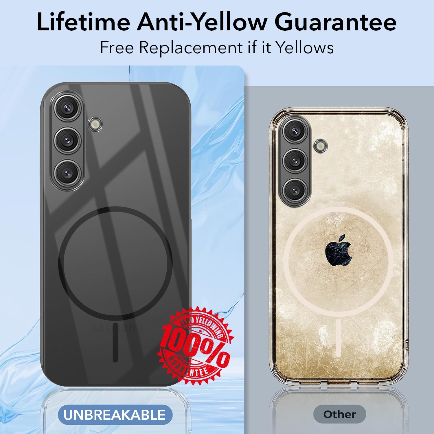 For Samsung Galaxy S24 Back Cover Case (Crystal Clear Case | MagSafe Wireless Charging Support | Hard Anti Yellow | Camera Protection Bump)