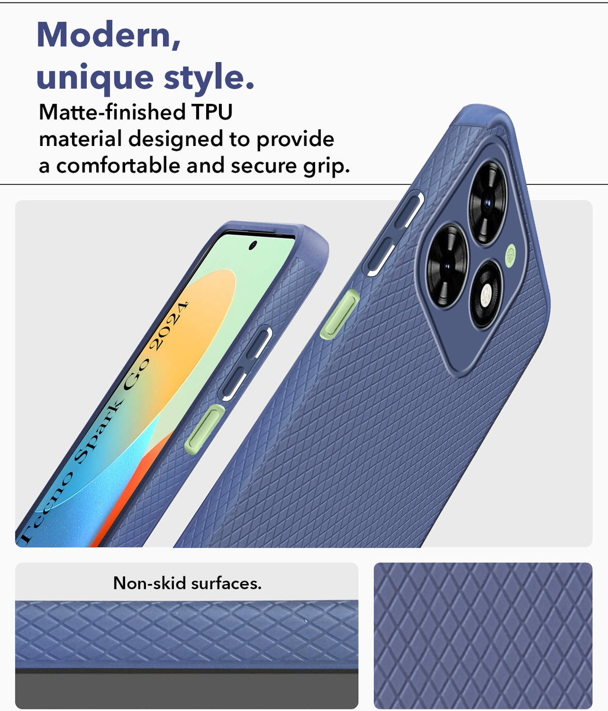 For Tecno Spark Go 2024 Back Cover Case (Liquid Silicone | Side Grip | Camera Protection)