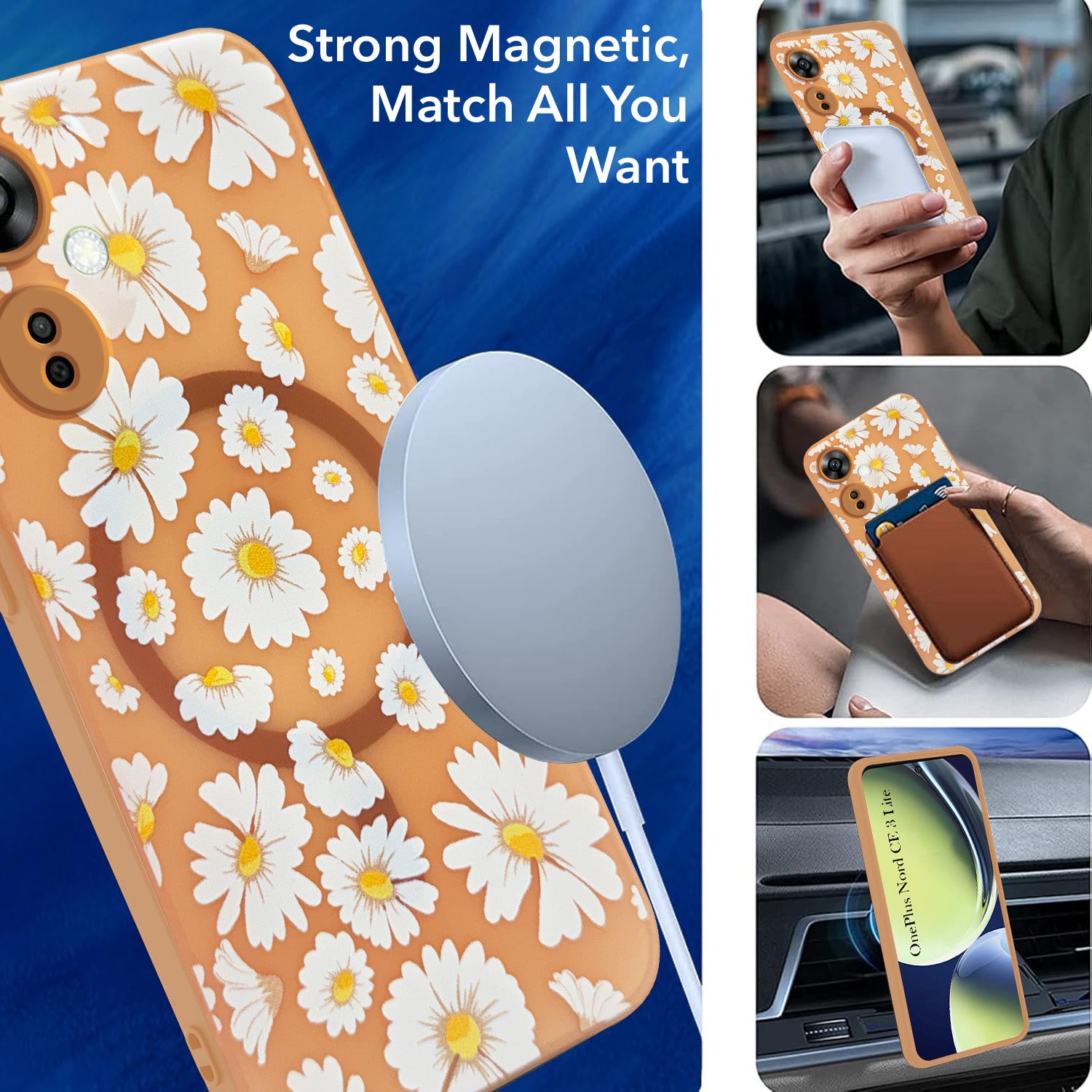 For OnePlus Nord CE 3 Lite Back Cover Case (Cute Floral Design | Flower Print for Girls | MagSafe Compatible Wireless Charging)