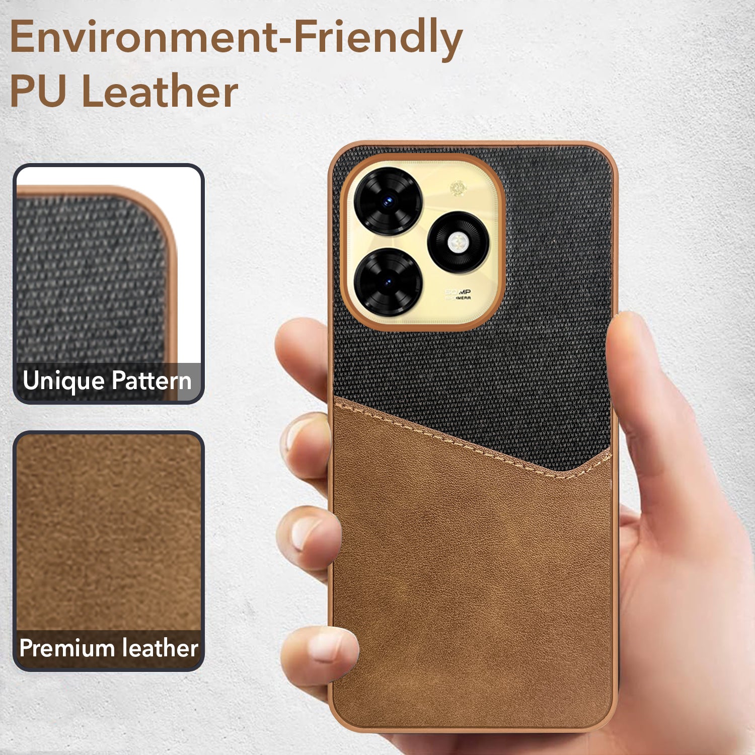 For Tecno Spark 20C Back Cover Case (Dual PU Leather Stitch | Professional Minimalist | Soft and Flexible)