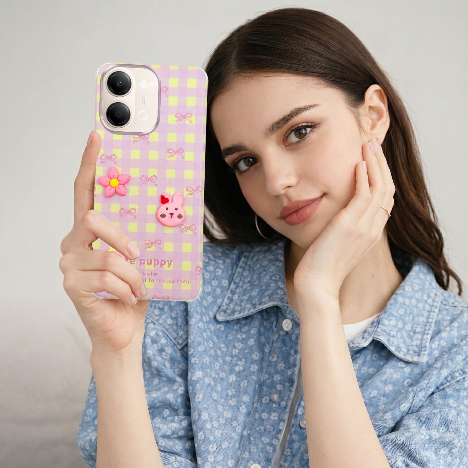 For Vivo Y05 4G Back Cover Case (3D Cute Cartoons | Hard Back Side Soft | Matte Premium Finish | HD Printing)